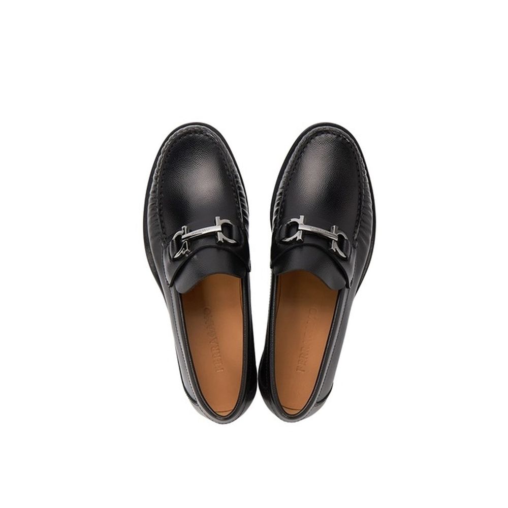Salvatore Ferragamo Black Calfskin Slip-On Loafers