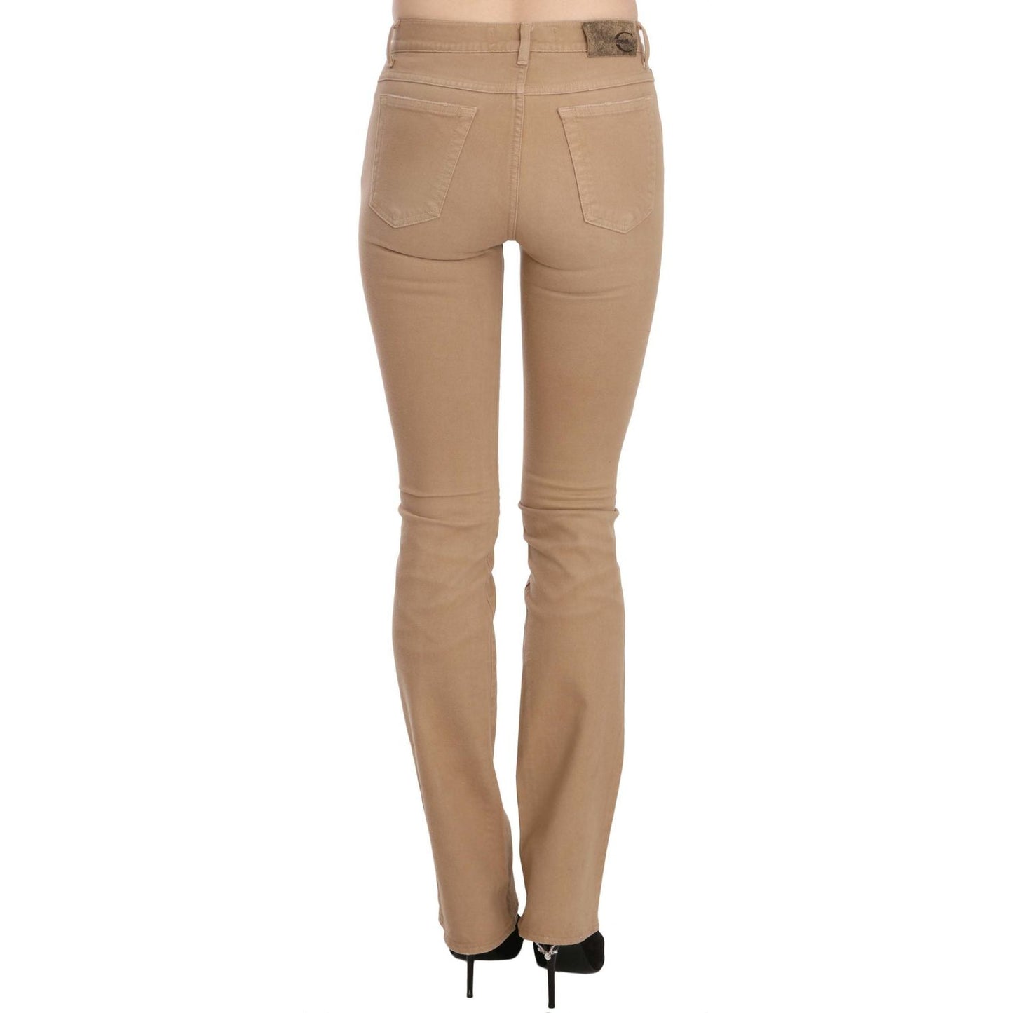 Just Cavalli Brown Cotton Stretch Mid Waist Skinny Trousers Pants Just Cavalli