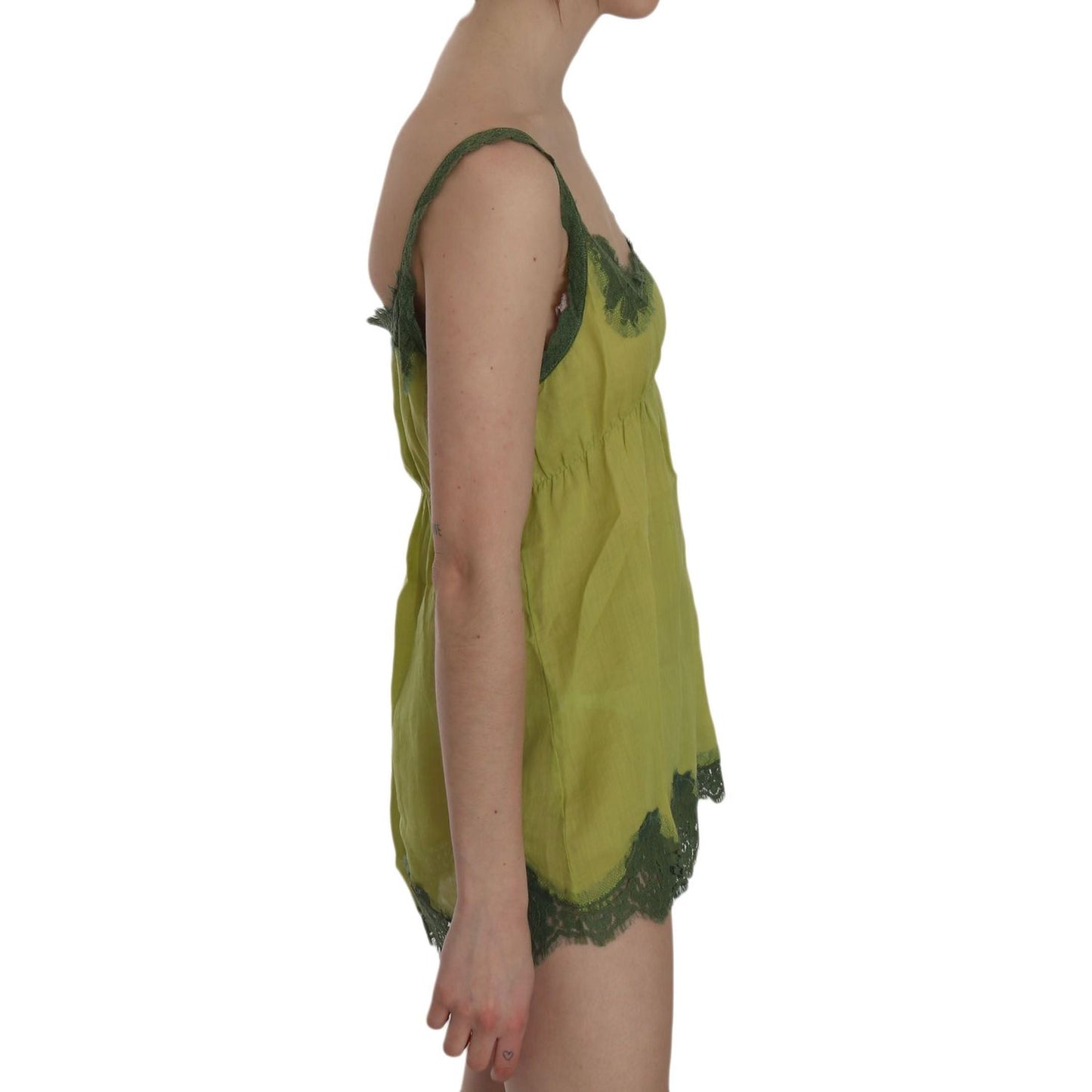 PINK MEMORIES Green Lace Spaghetti Strap Tank Top Blouse PINK MEMORIES