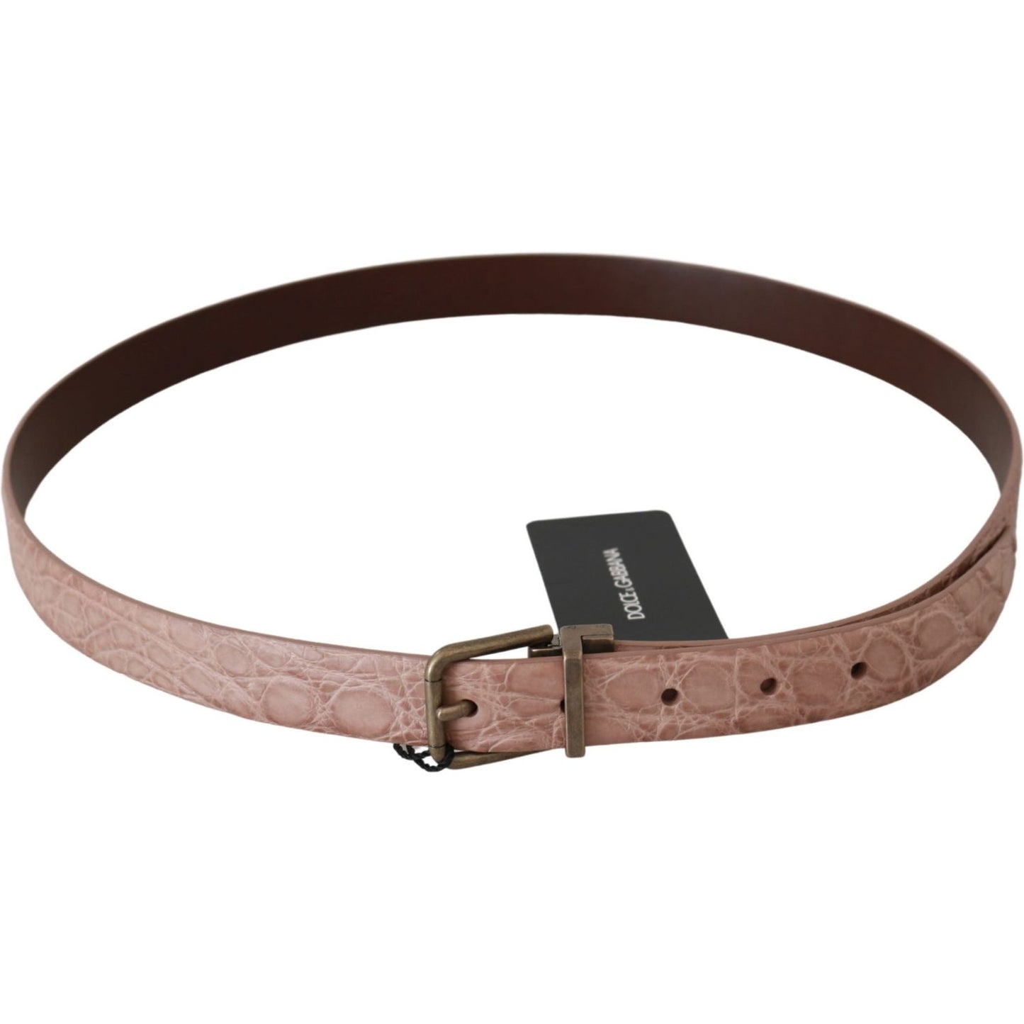 Dolce & Gabbana Beige Exotic Skin Gold Buckle Leather Belt Dolce & Gabbana