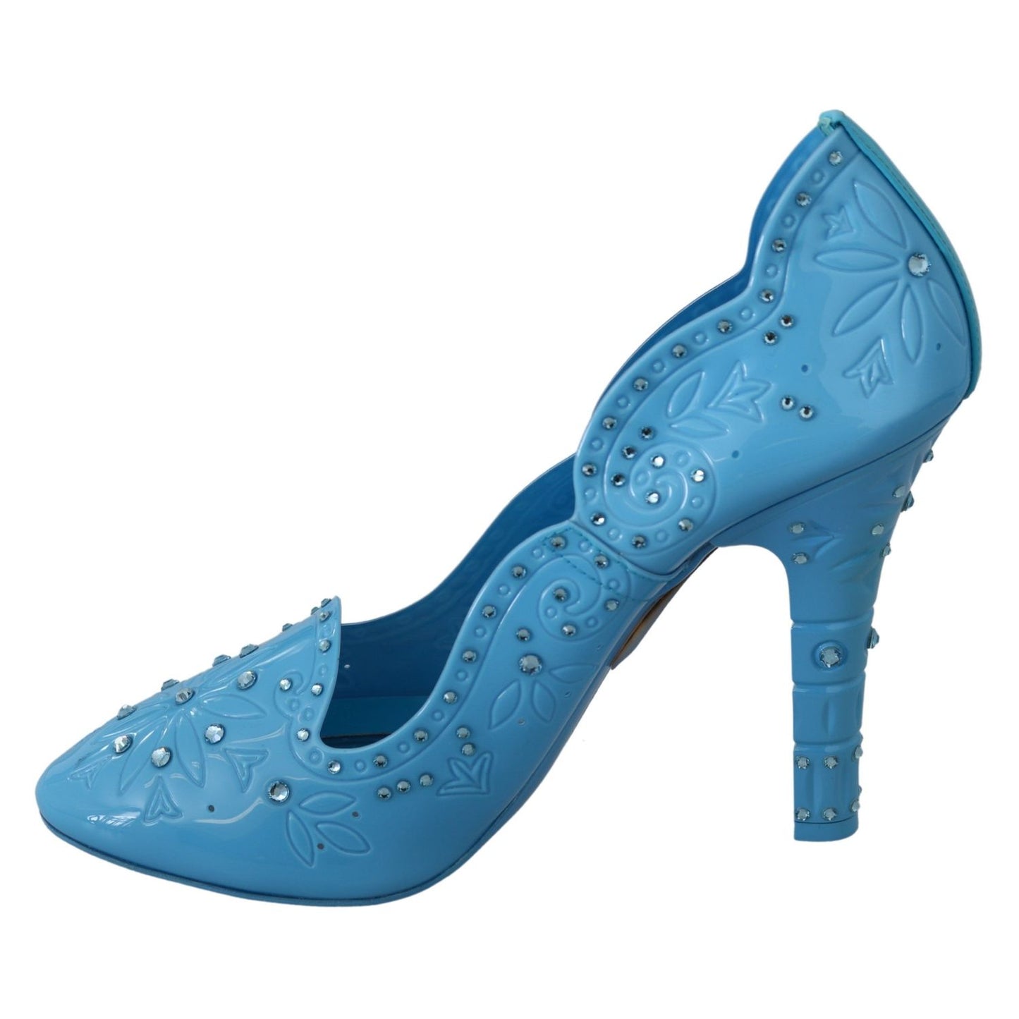 Dolce & Gabbana Blue Crystal Floral CINDERELLA Heels Shoes Dolce & Gabbana