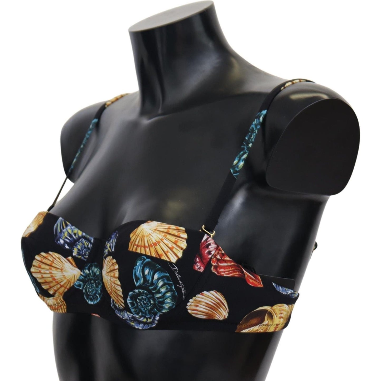 Dolce & Gabbana Black Seashells Print Women Swimwear Bikini Tops Dolce & Gabbana