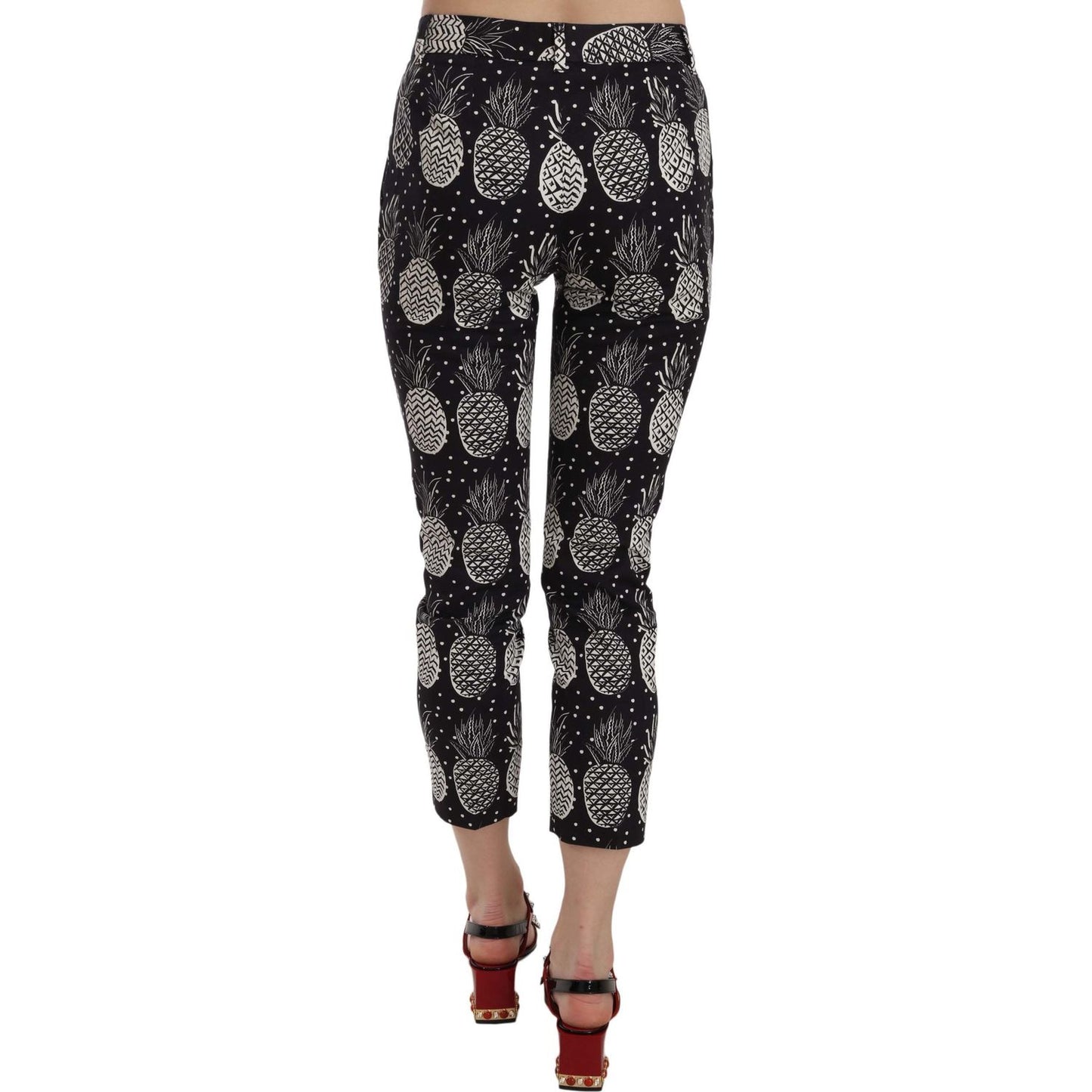 Dolce & Gabbana Black Pineapple Print Skinny Capri Pants Dolce & Gabbana