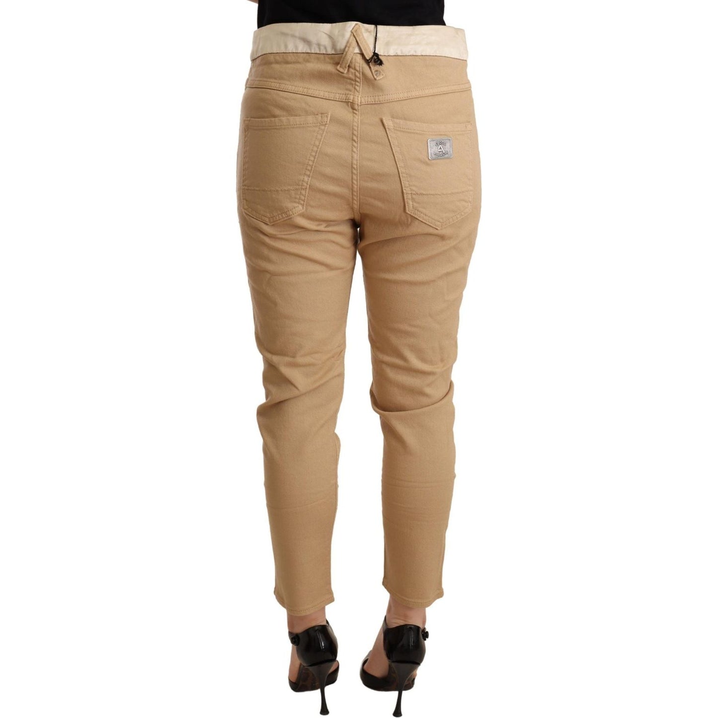 CYCLE Beige Mid Waist Slim Fit Skinny Stretch Trouser WOMAN TROUSERS