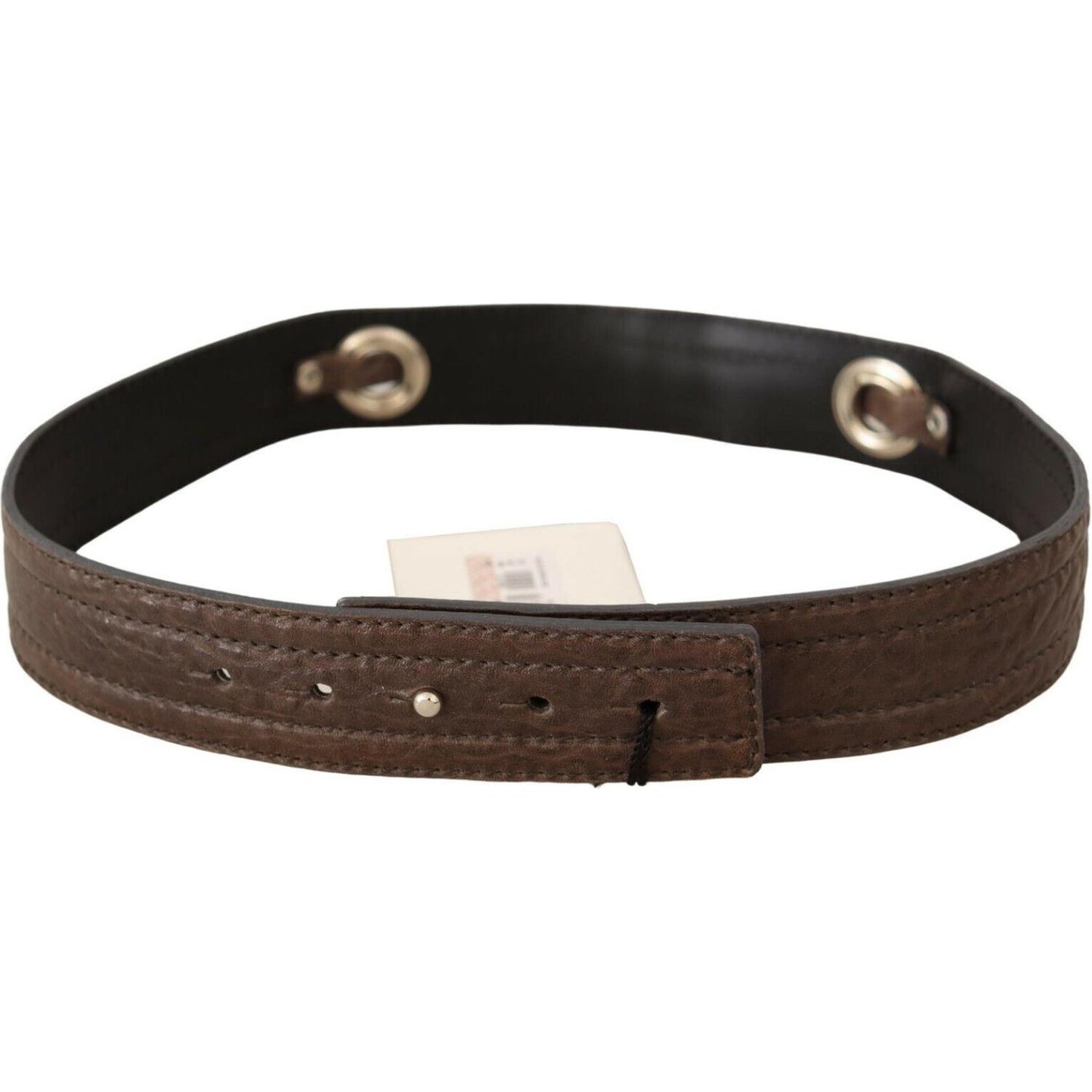Costume National Brown Leather Silver Fastening Belt