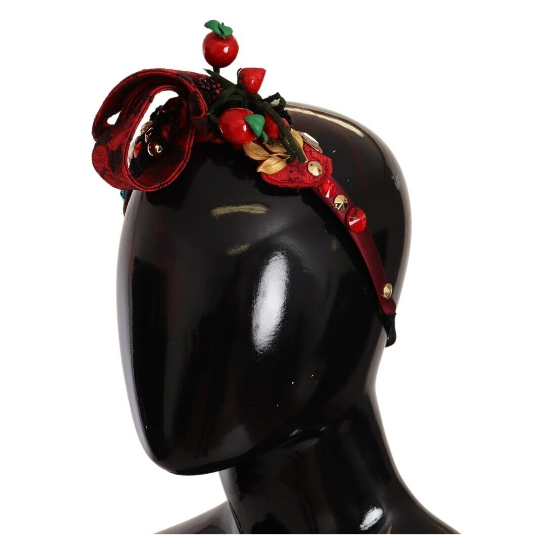 Dolce & Gabbana Red Tiara Berry Fruit Crystal Bow Hair Diadem Headband