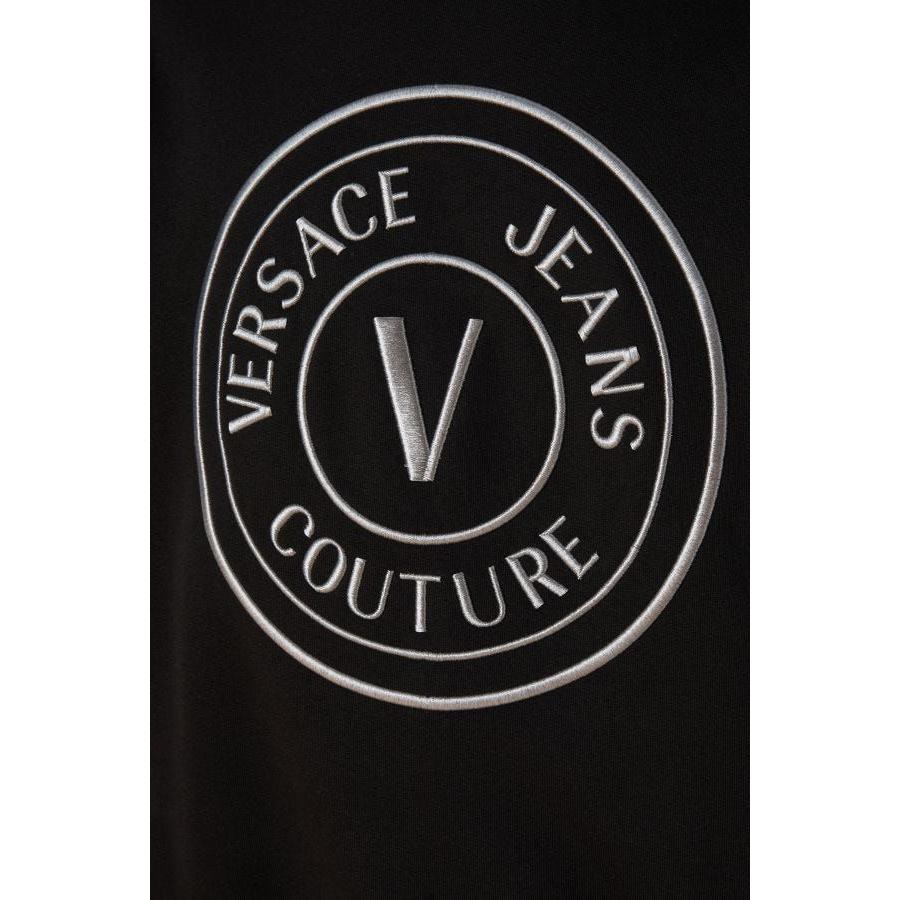 Versace Jeans Black Cotton Logo Details Hooded Sweatshirt MAN SWEATERS