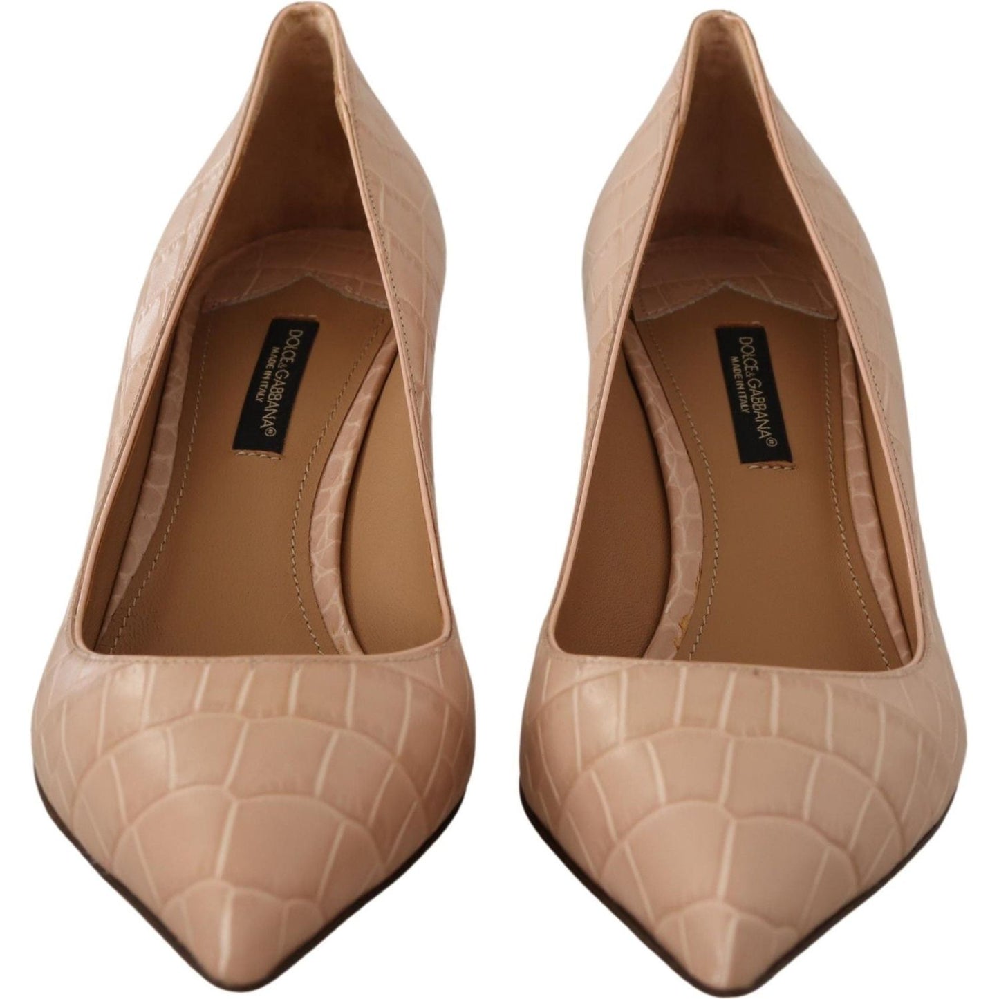 Dolce & Gabbana Beige Leather Pointed Heels Pumps Shoes Dolce & Gabbana