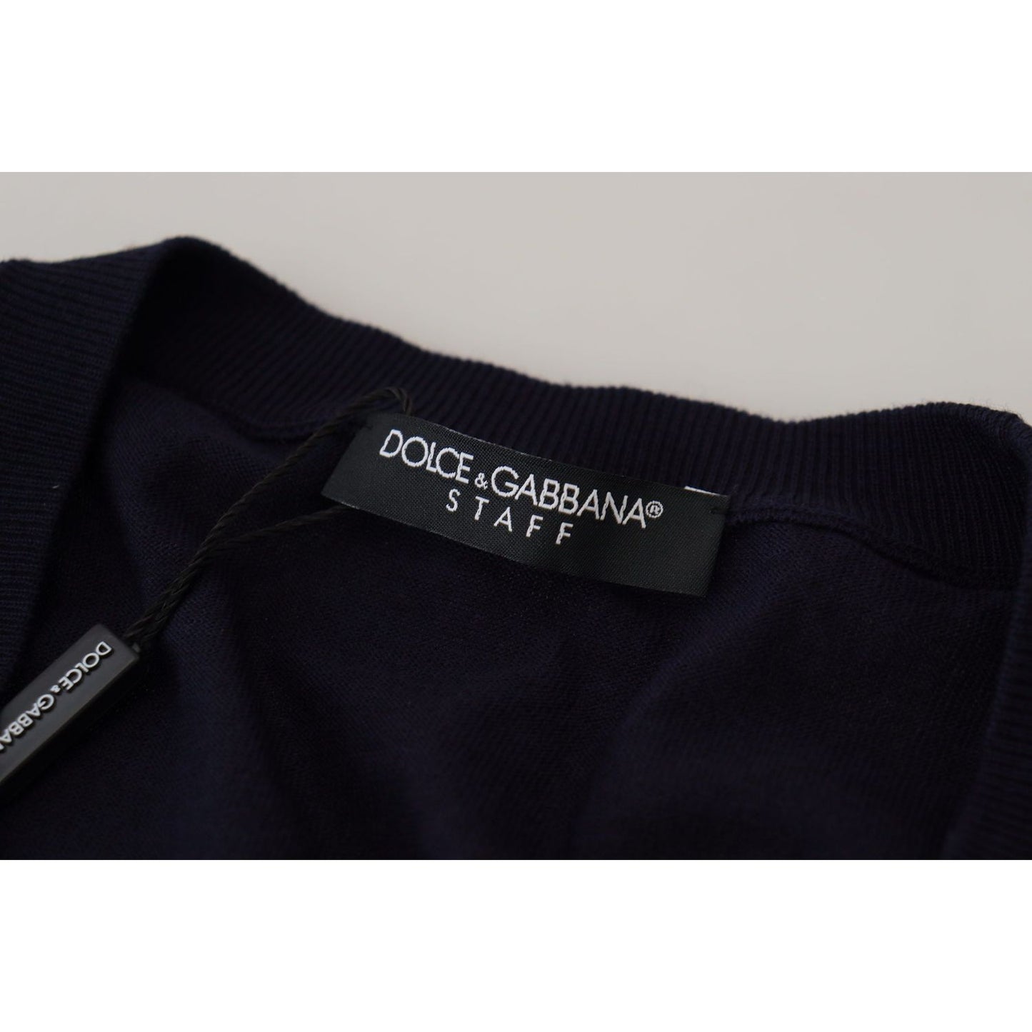 Dolce & Gabbana Blue Wool STAFF Down Cardigan Sweater Dolce & Gabbana