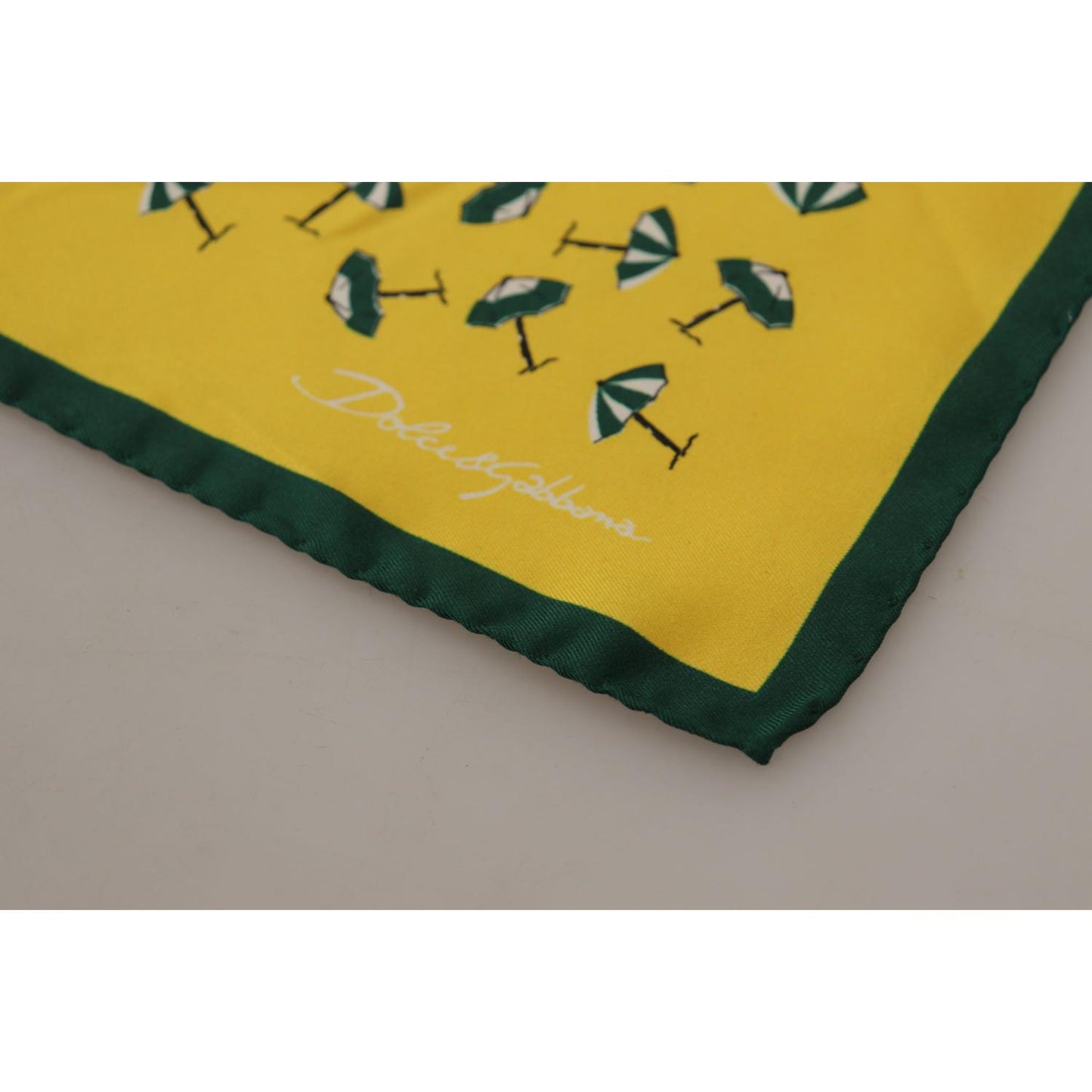 Dolce & Gabbana Yellow Printed DG Logo Square Mens Handkerchief Scarf
