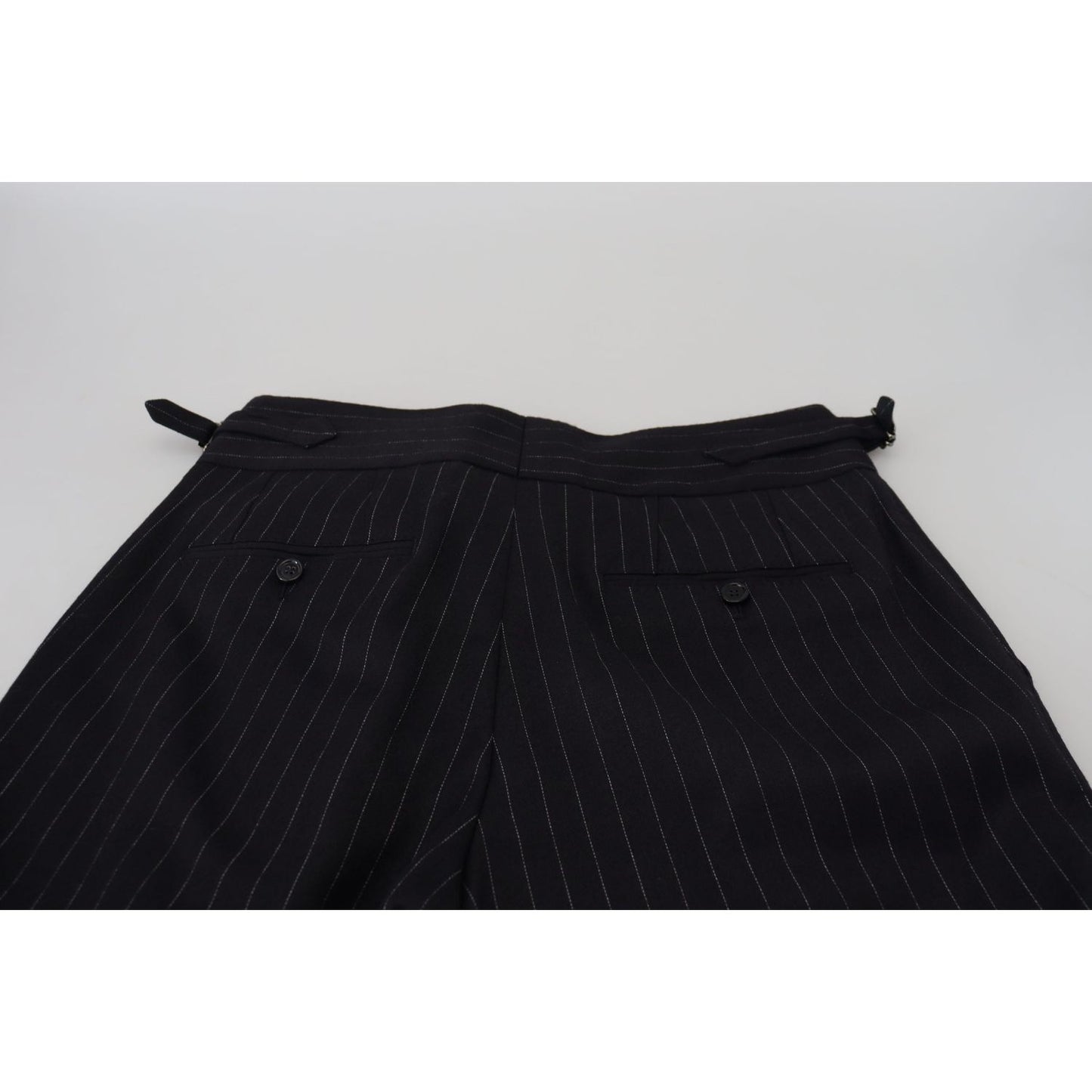 Dolce & Gabbana Black Wool Striped Chino Pants Dolce & Gabbana