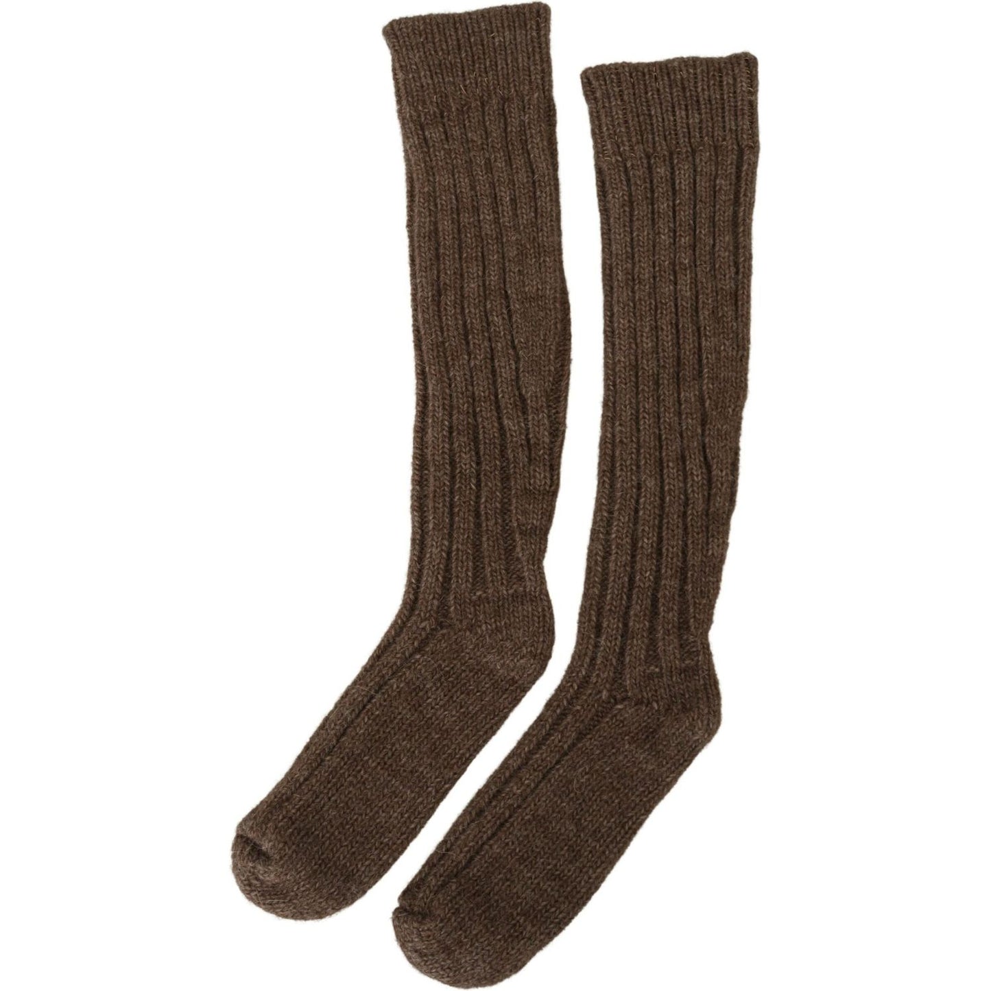 Dolce & Gabbana Brown Wool Knit Calf Long Women Socks Dolce & Gabbana