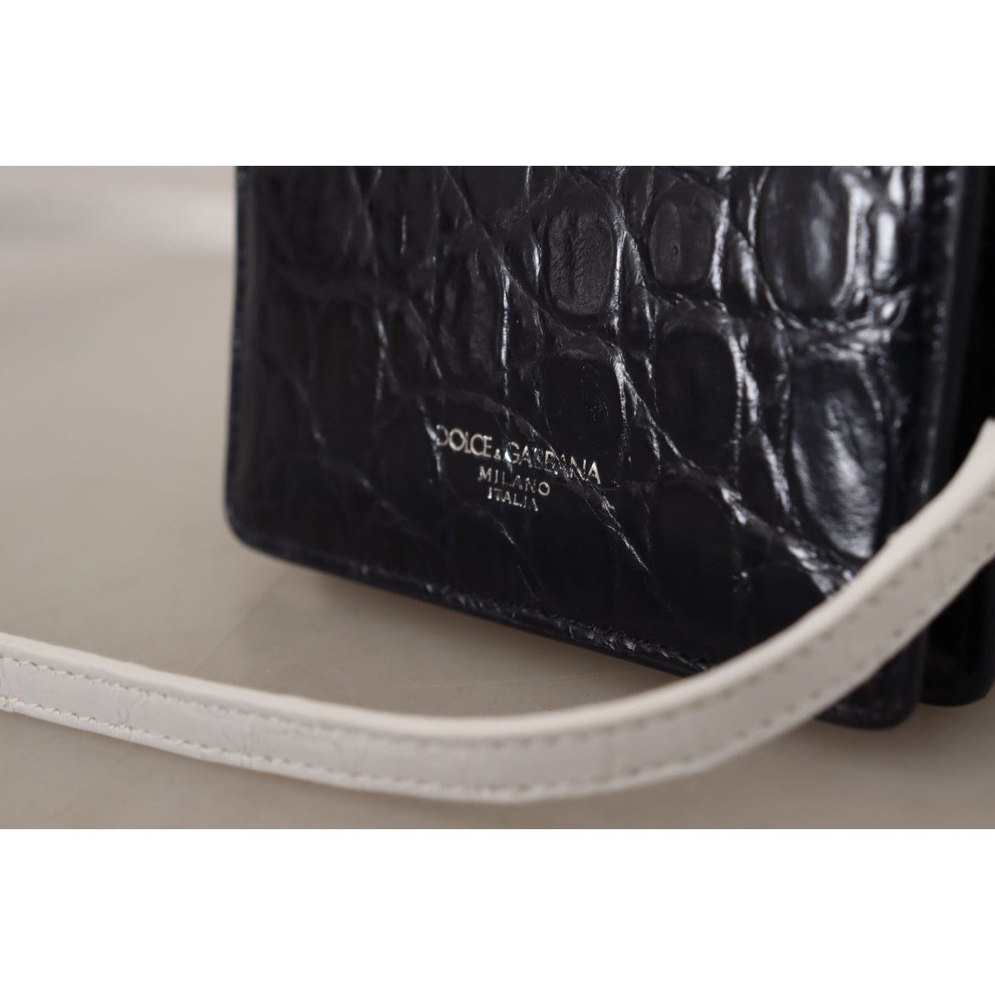Dolce & Gabbana Blue White Caiman Leather Strap Card Holder Wallet Dolce & Gabbana