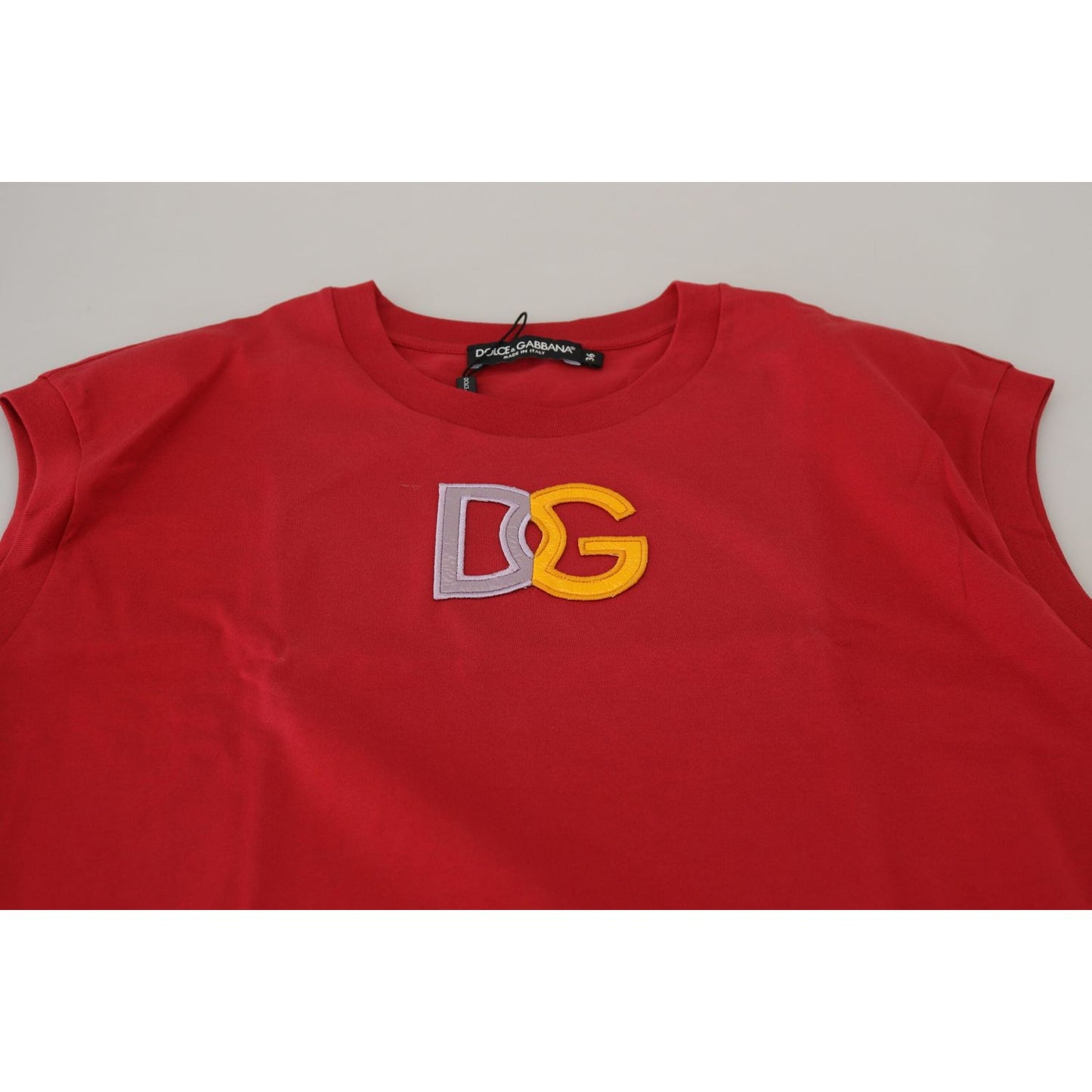 Dolce & Gabbana Red Cotton DG Logo Tank Top T-shirt Dolce & Gabbana