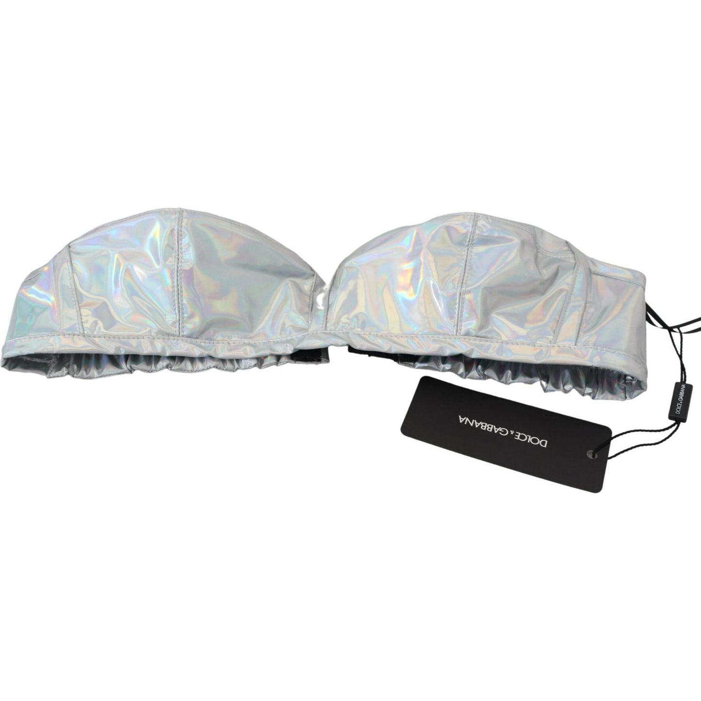 Dolce & Gabbana Silver Holographic Effect Bustier Brassiere Top