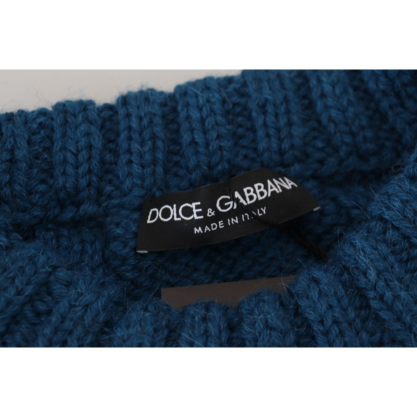 Dolce & Gabbana Blue Knitted Wool Alpaca Pullover Sweater