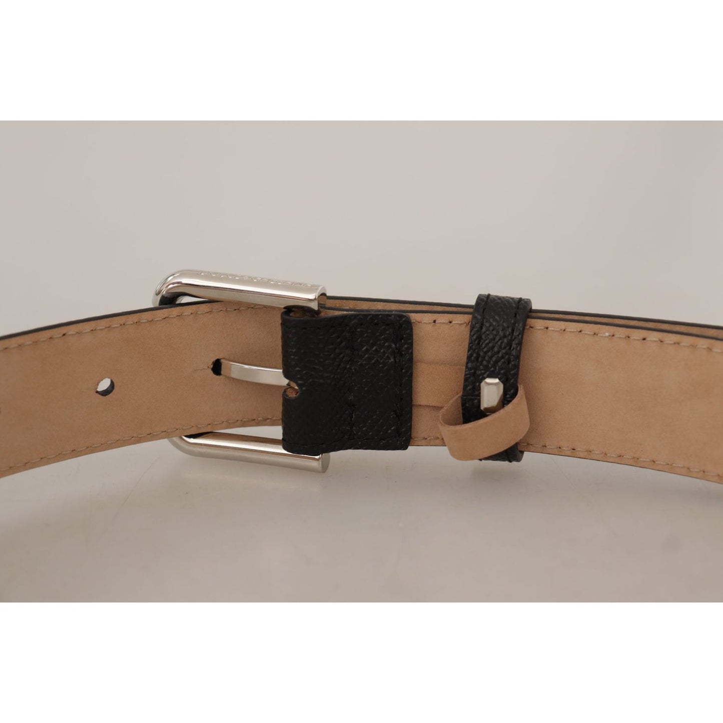 Dolce & Gabbana Black Calf Leather Brown Backend Metal Buckle Belt Dolce & Gabbana