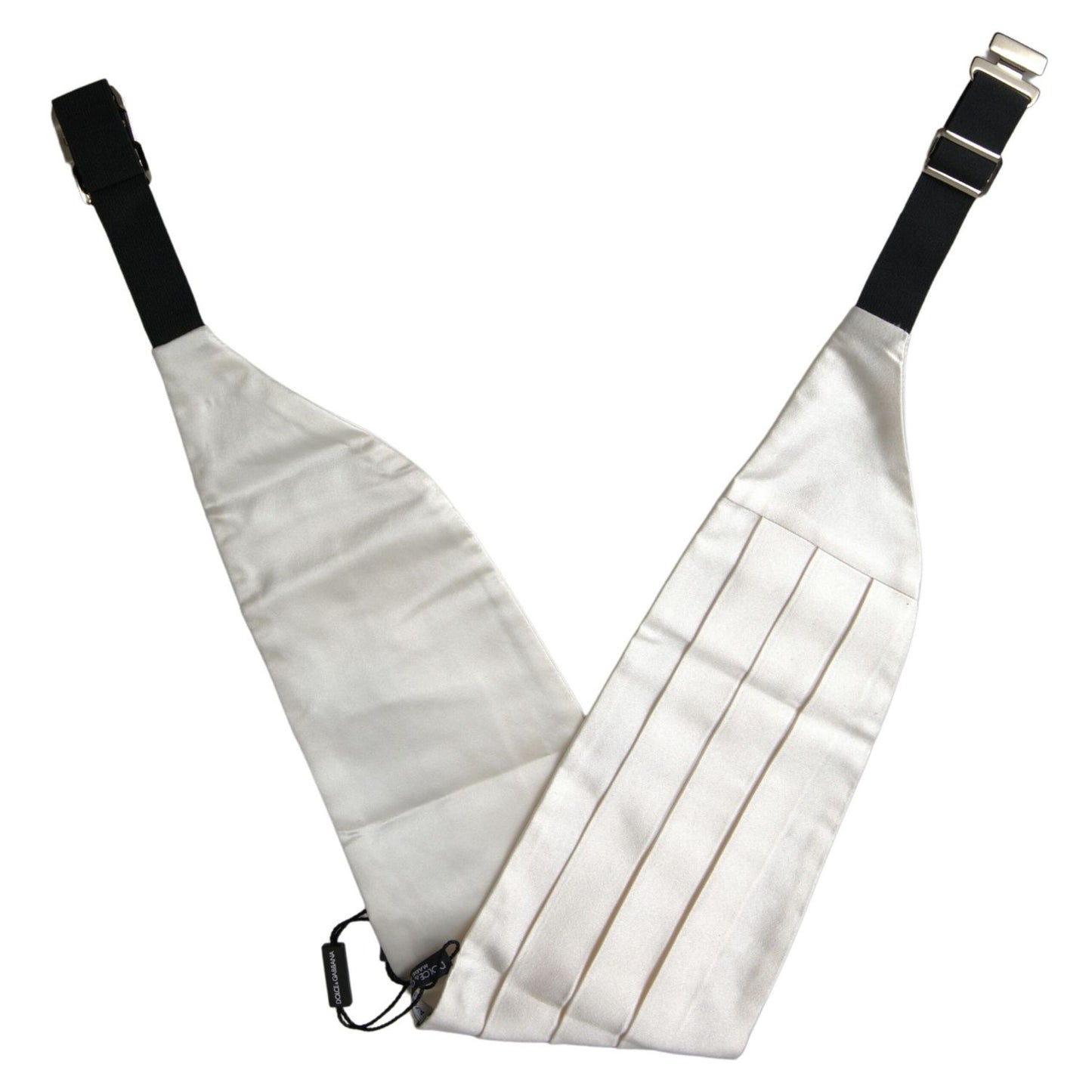 Dolce & Gabbana White Men Wide Waist Silk Belt Cummerbund Dolce & Gabbana