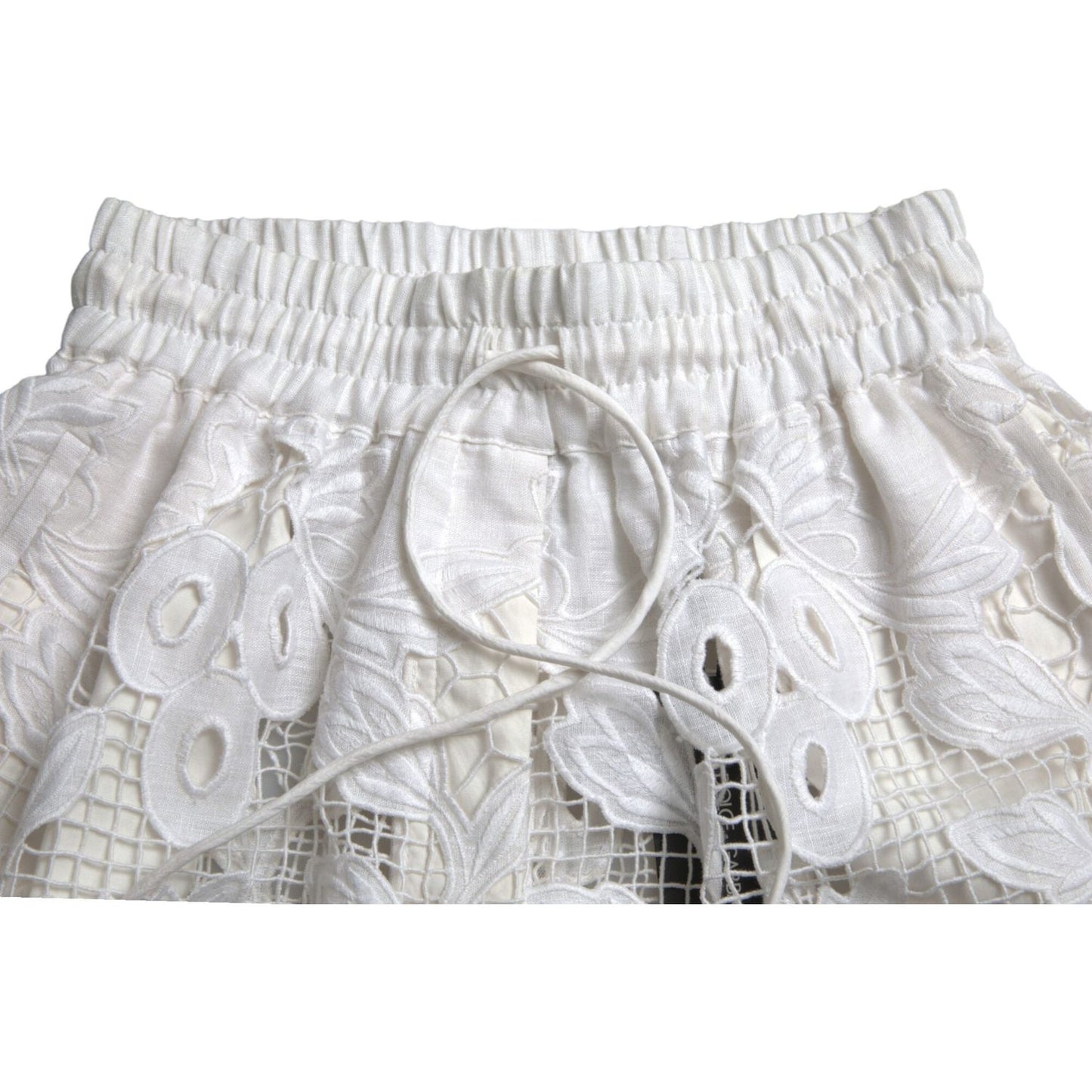 Dolce & Gabbana White Cotton Cutout High Waist Bermuda Shorts