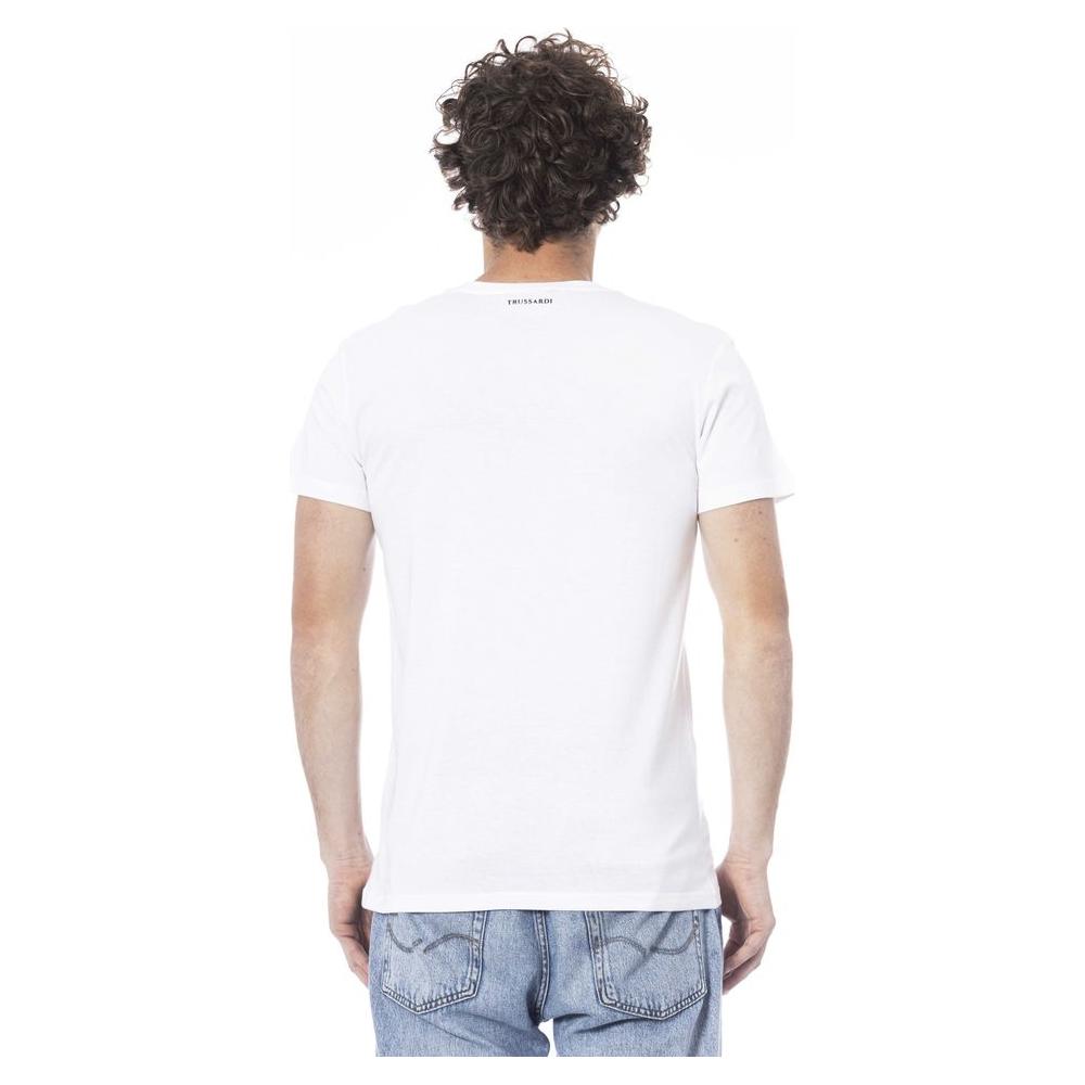 Trussardi Beachwear White Cotton T-Shirt Trussardi Beachwear