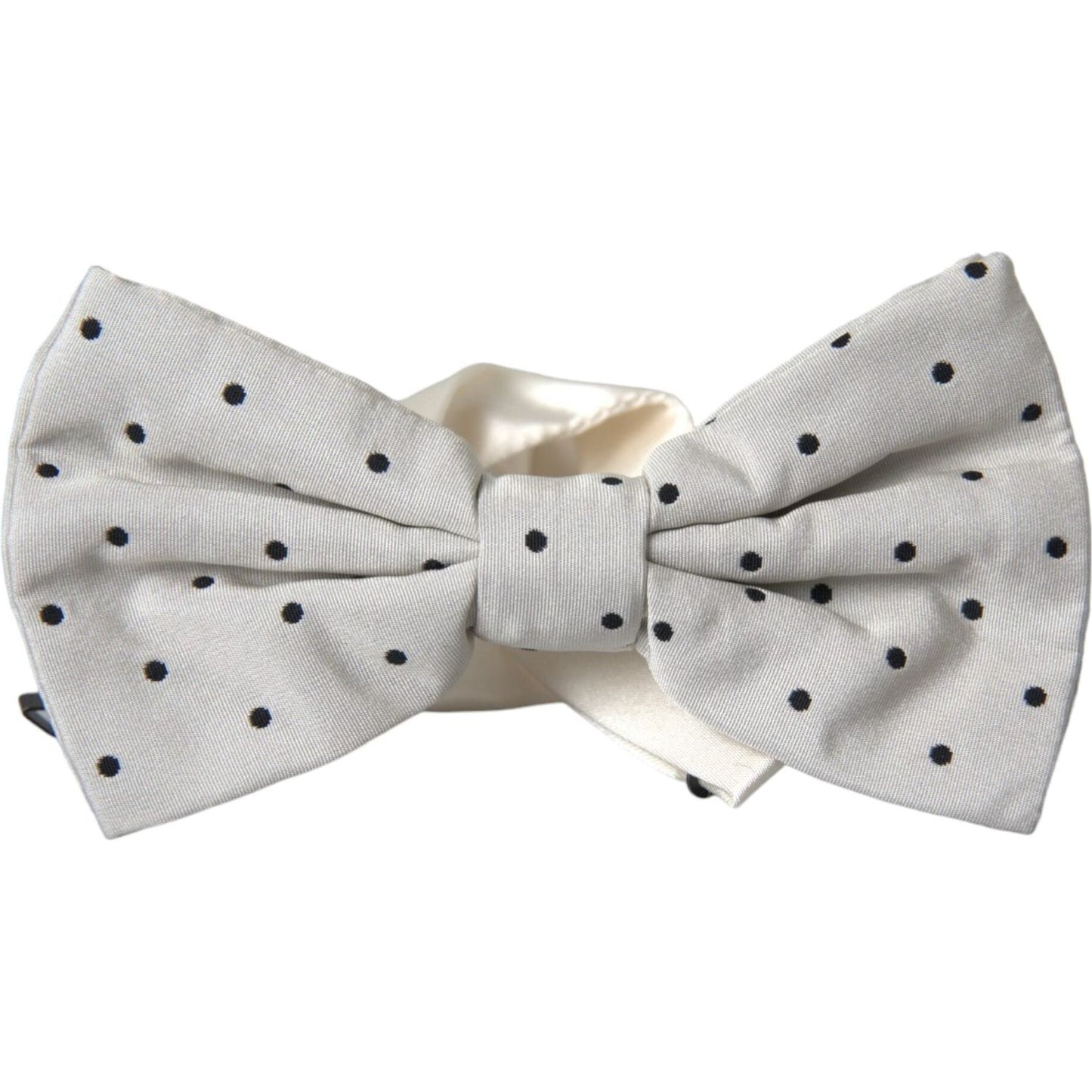 Dolce & Gabbana White Black Polka Dot Polyester Bow Tie Men
