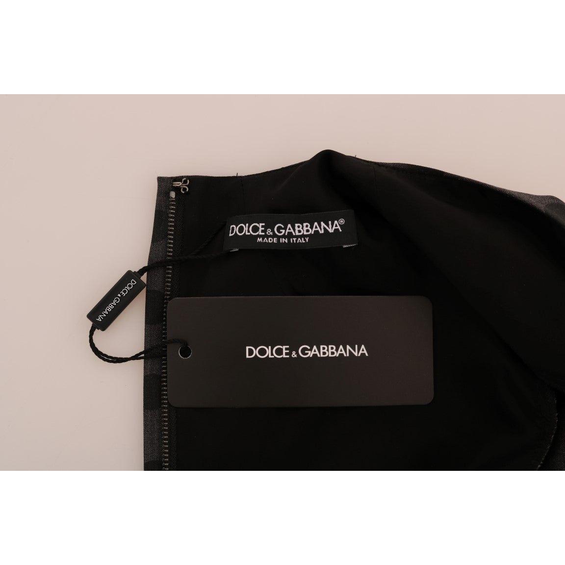 Dolce & Gabbana Gray Polka Dotted Wool Stretch Dress