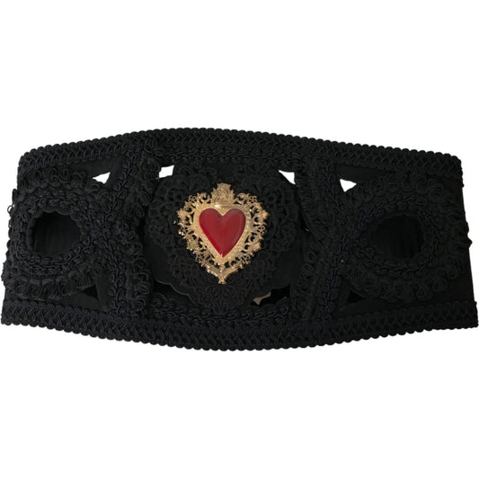 Dolce & Gabbana | Black Canvas Embellished Waist Women Belt| McRichard Designer Brands   
