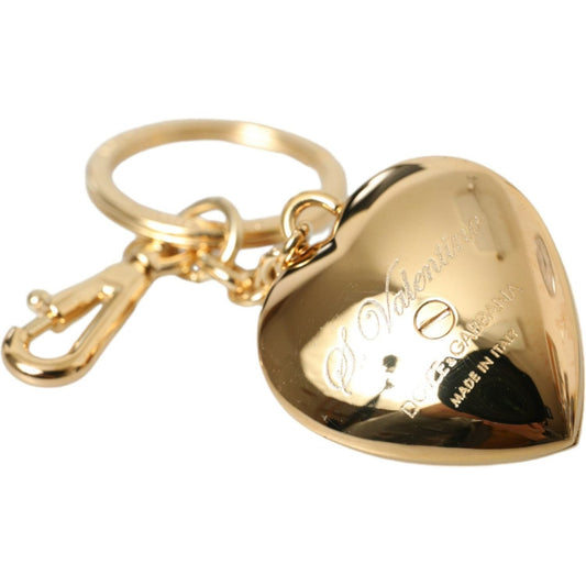 Dolce & Gabbana | Metallic Gold Brass Heart Floral Pendant Keychain Keyring| McRichard Designer Brands   