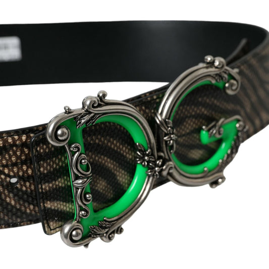 Dolce & Gabbana | Brown Zebra Leather Metal Logo Buckle Belt| McRichard Designer Brands   
