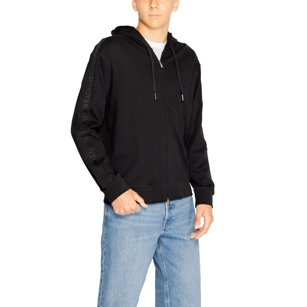 Armani Exchange Black Cotton Hoodie Armani Exchange