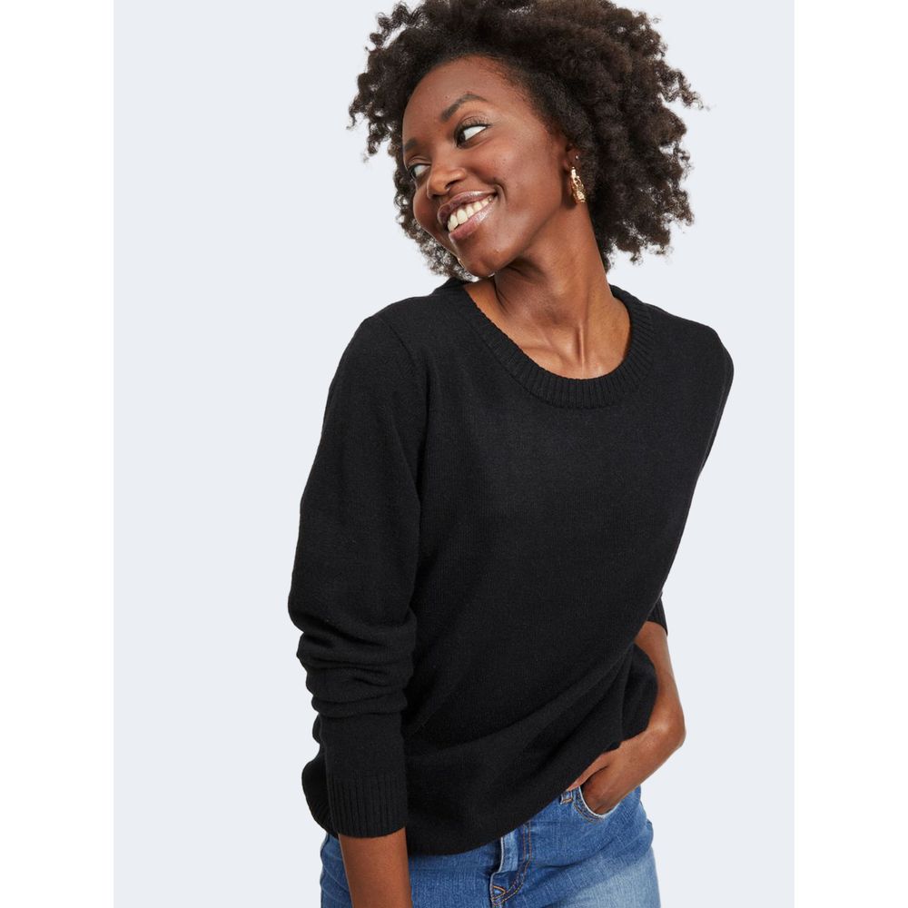 Vila Clothes Black Viscose Sweatshirt Vila Clothes