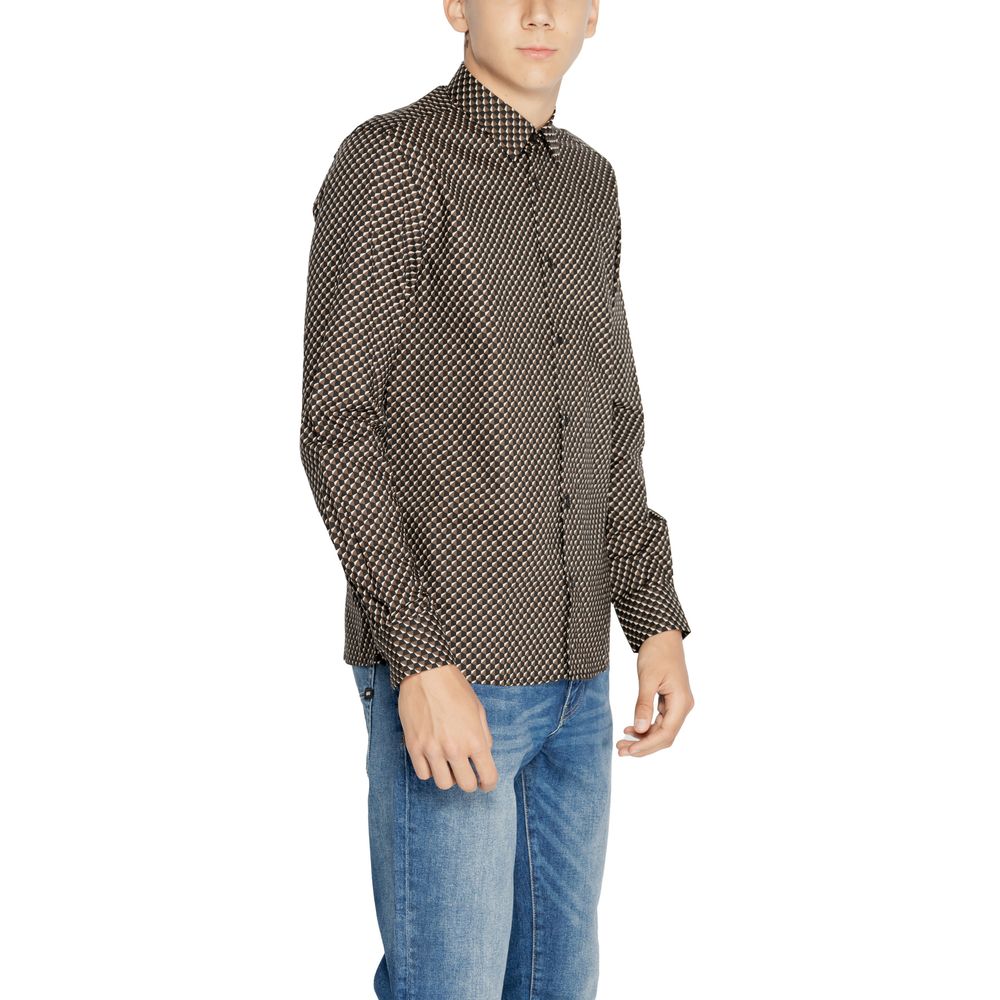 Antony Morato Brown Cotton Pattern Shirt Antony Morato