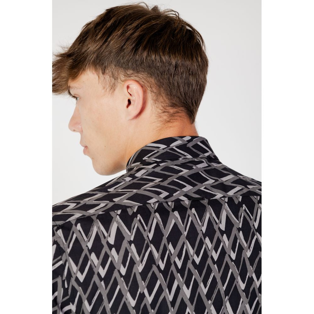 Antony Morato Black Cotton Pattern Shirt Antony Morato