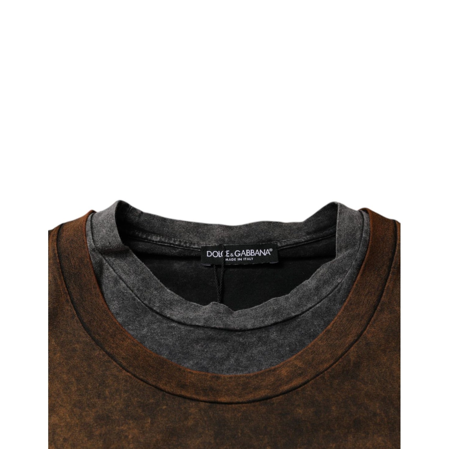 Dolce & Gabbana Brown Cotton Crew Neck Sleeveless T-shirt