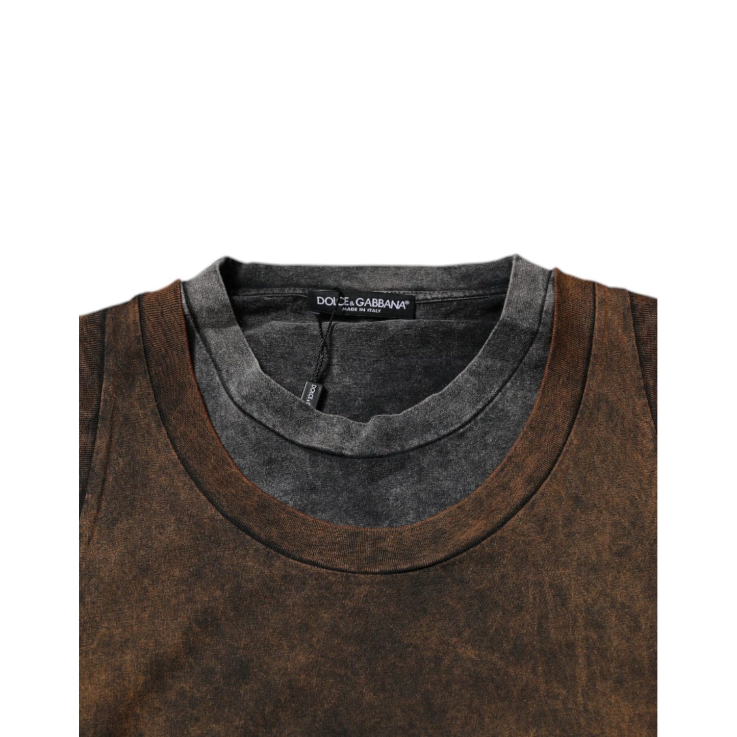 Dolce & Gabbana Brown Cotton Round Neck Sleeveless T-shirt Dolce & Gabbana