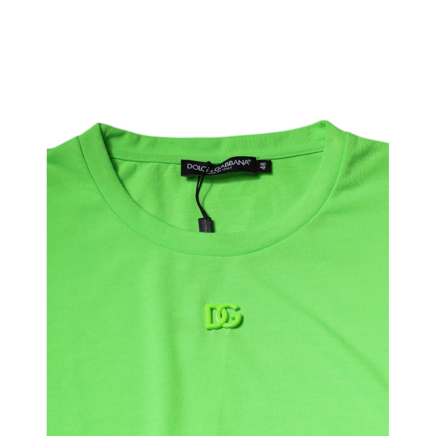 Dolce & Gabbana Green Logo Polyester Crew Neck T-shirt Dolce & Gabbana
