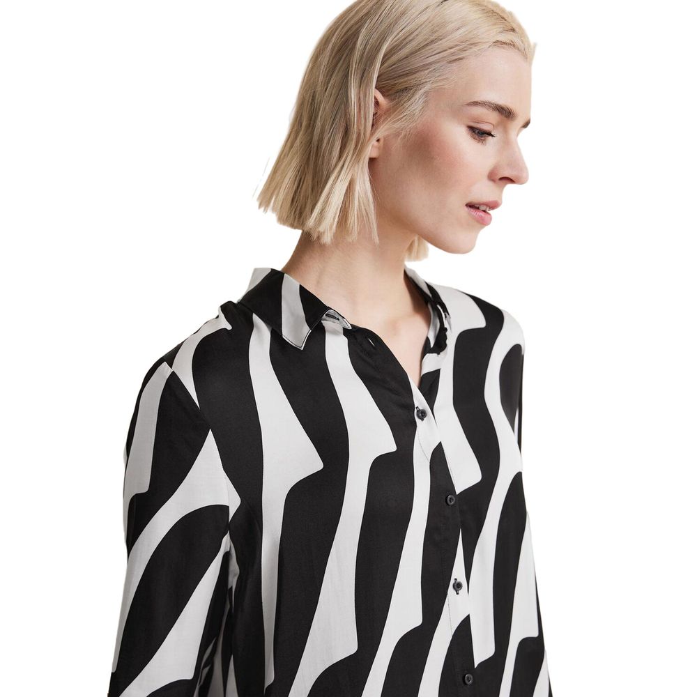 Street One Black And White Viscose Blouse Street One