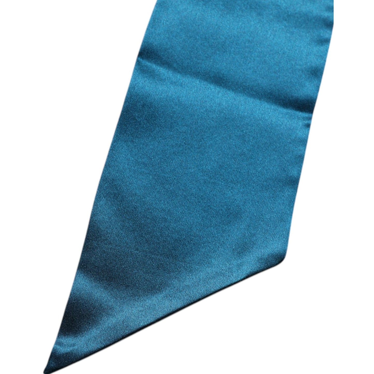 Dolce & Gabbana Dark Green Satin Silk Skinny Foulard Scarf Dolce & Gabbana