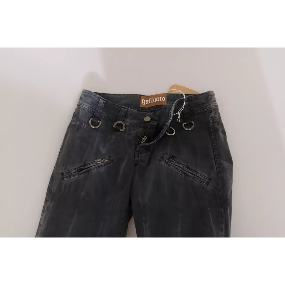 John Galliano Grey Washed Low Waist Zipper Side Skinny Denim Jeans