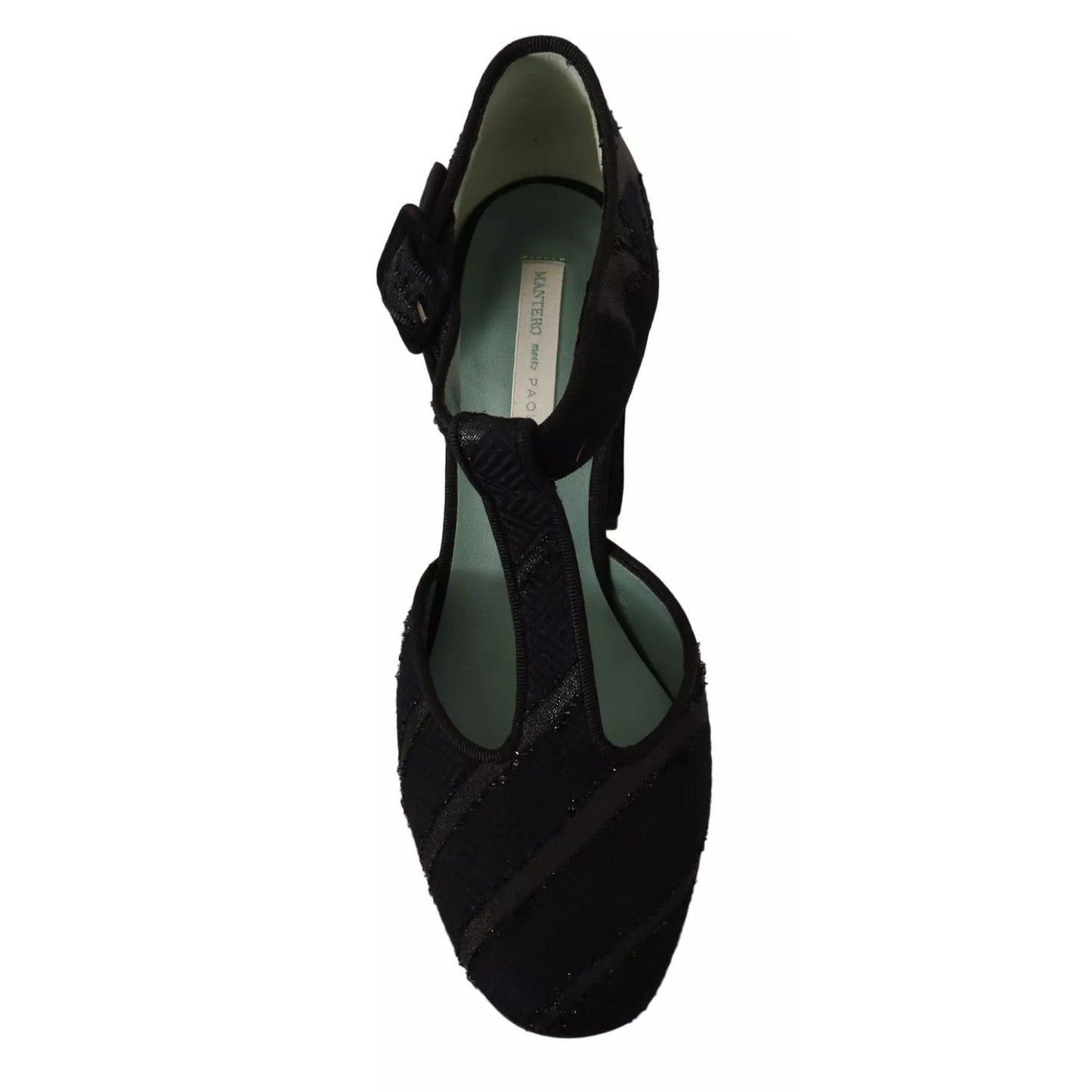 Paola D'Arcano Black Suede Leather Block Heels Sandals Shoes Paola D'Arcano