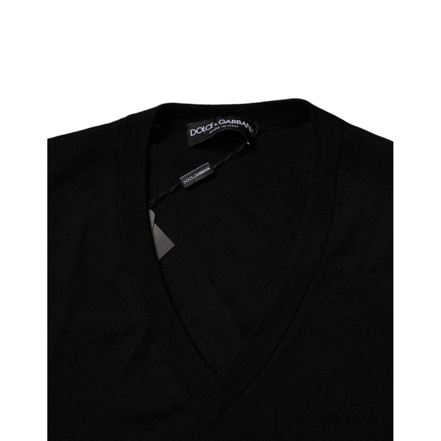 Dolce & Gabbana Black Camouflage V-neck Pullover Sweater