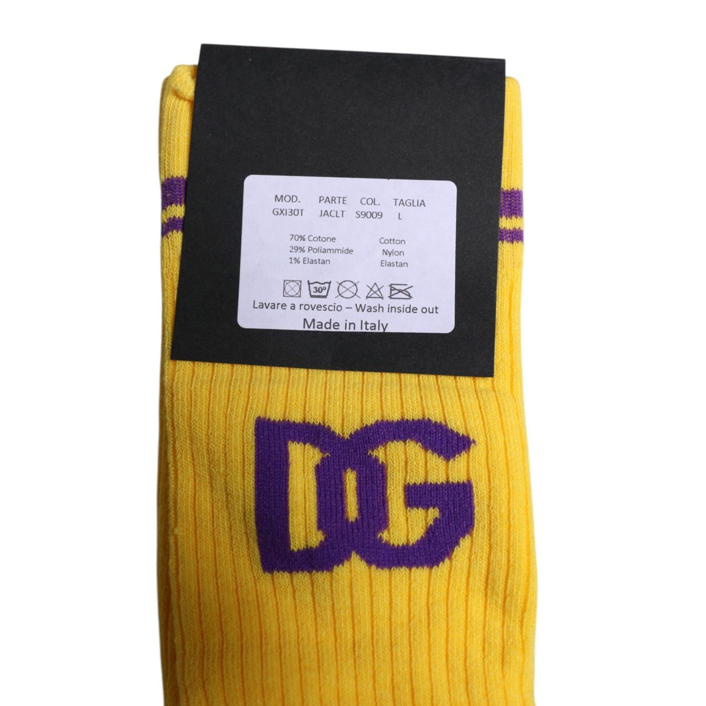 Dolce & Gabbana Yellow Cotton DG Logo Mid Calf Socks Dolce & Gabbana