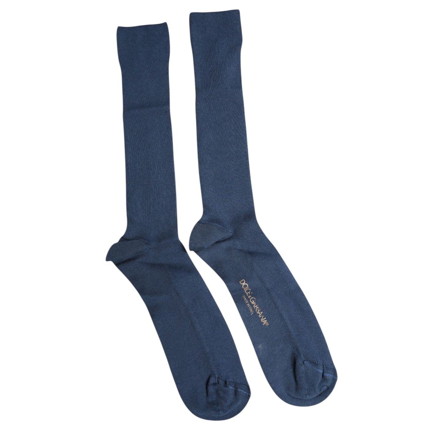 Dolce & Gabbana Blue Cotton DG Logo Over The Calf Socks Dolce & Gabbana