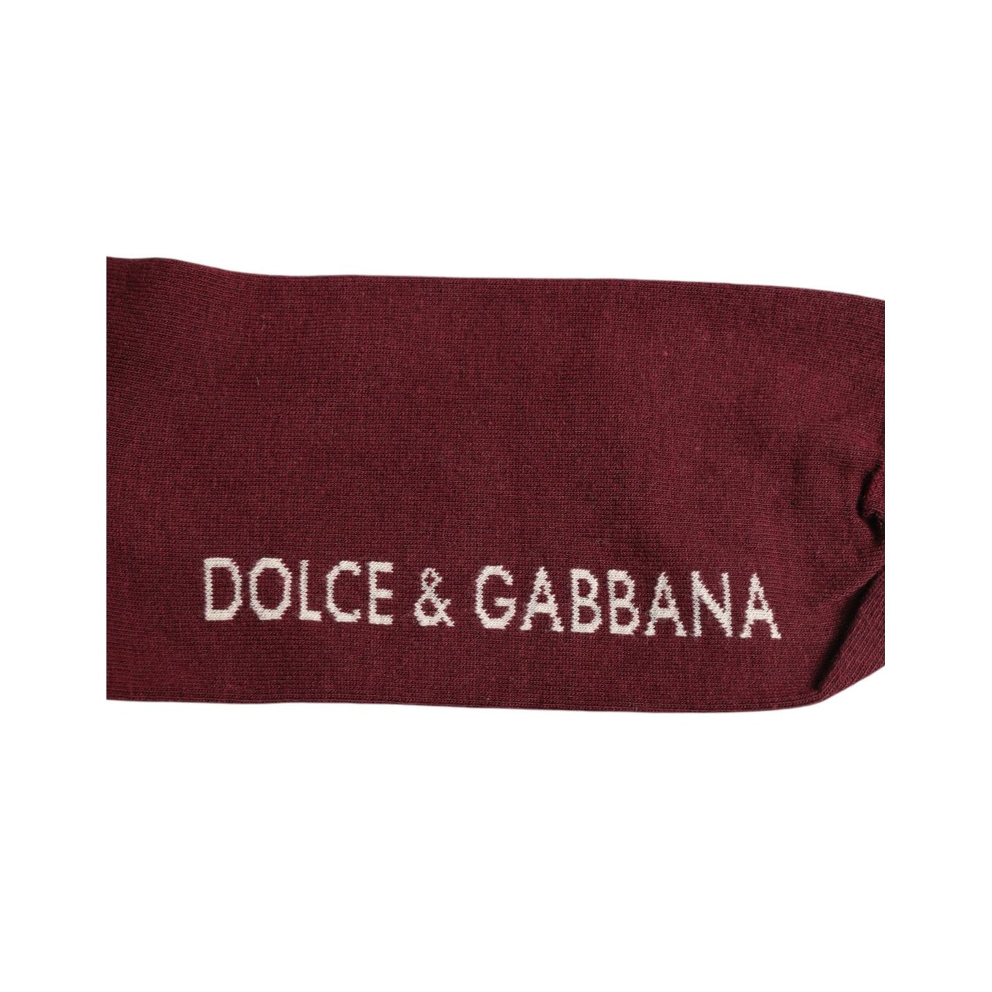 Dolce & Gabbana Burgundy Stretch Logo Print Mid Calf Socks