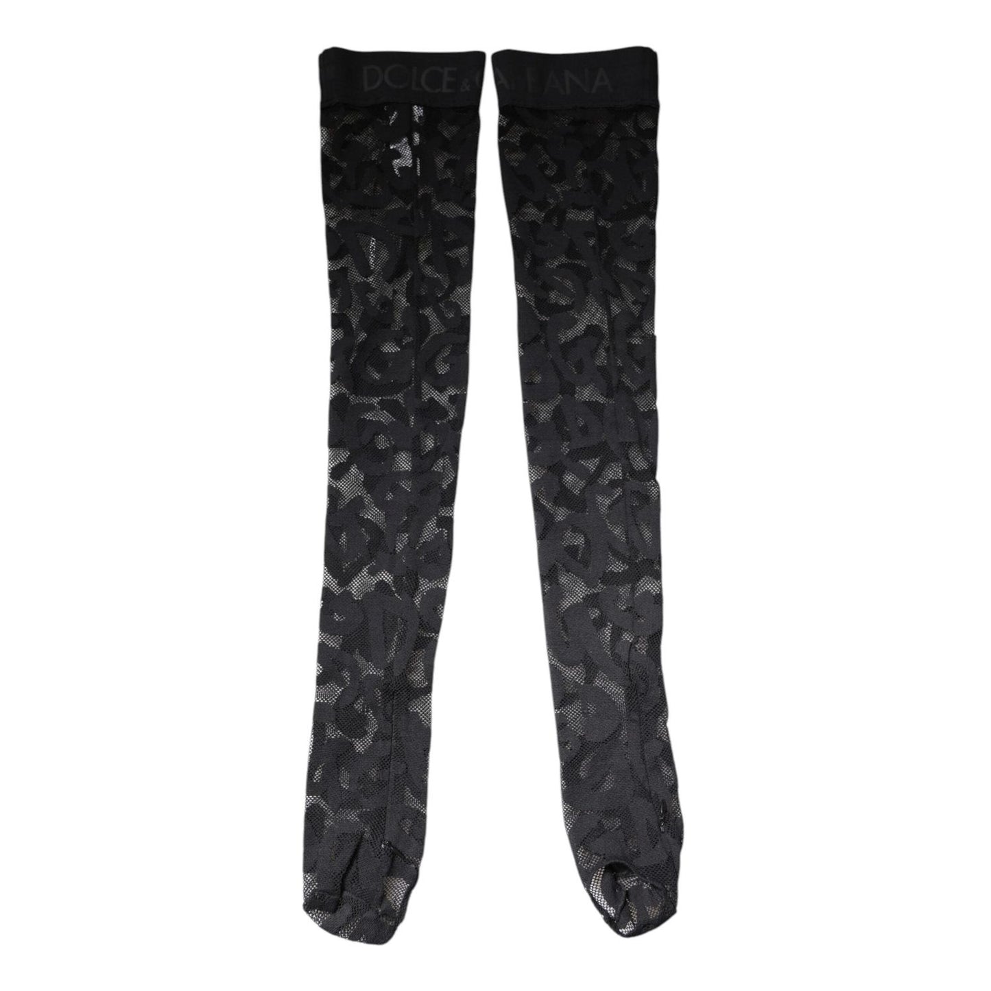 Dolce & Gabbana Black Floral Lace Cotton Stretch Stockings Socks Dolce & Gabbana