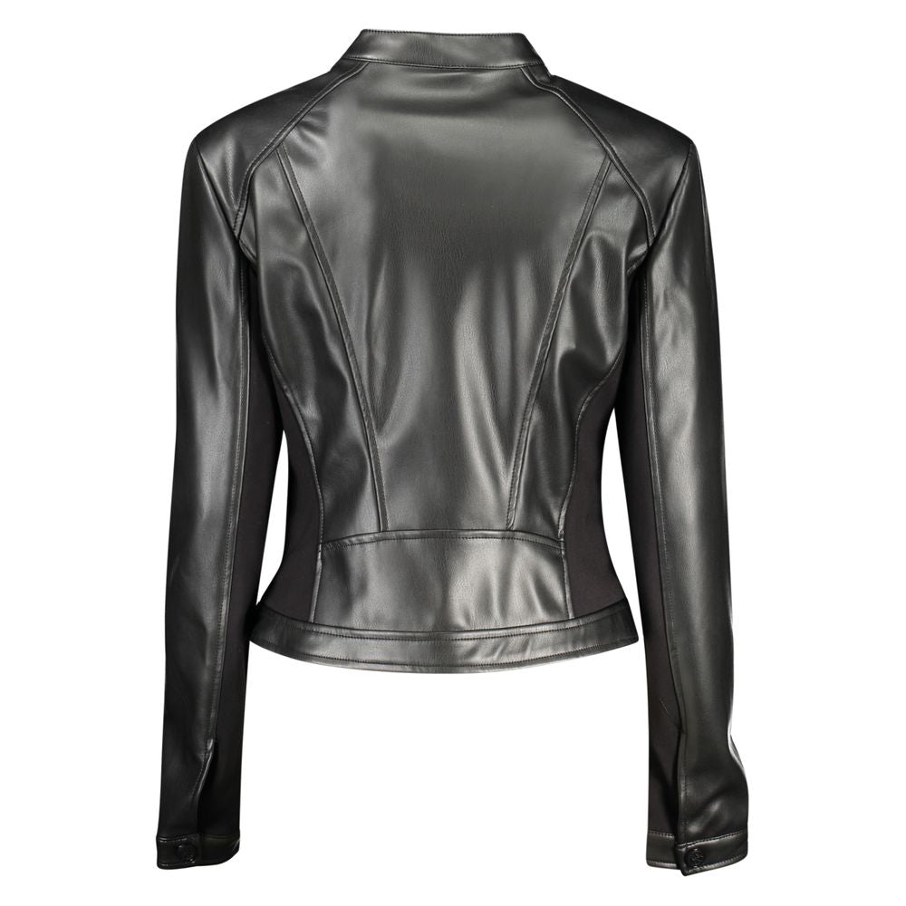 Guess Jeans Black Polyethylene Biker Jacket