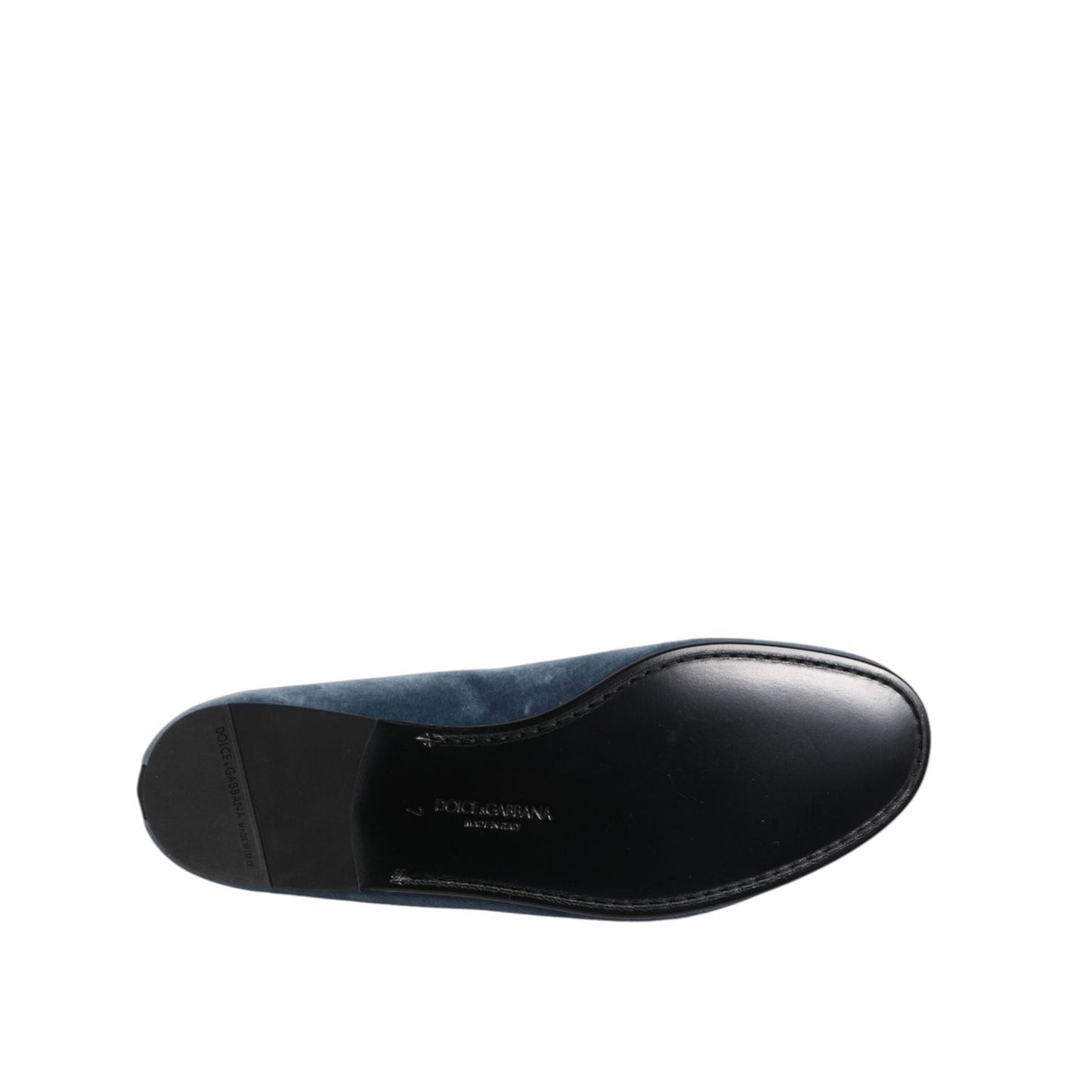 Dolce & Gabbana Blue Velvet DG Logo Loafers Formal Shoes Dolce & Gabbana