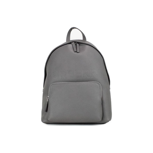 Burberry | Abbeydale Branded Charcoal Grey Pebbled Leather Backpack Bookbag| McRichard Designer Brands   