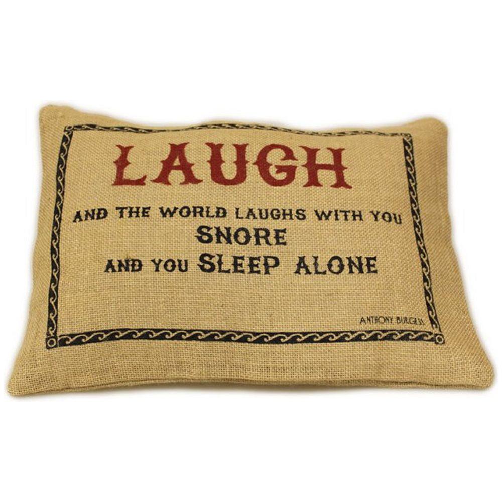 CUSCINI LETTERARI - Copricuscino in Juta lavata / Juta washed pillow case LAUGH - Size 38x25cm FASHION ACCESSORIES