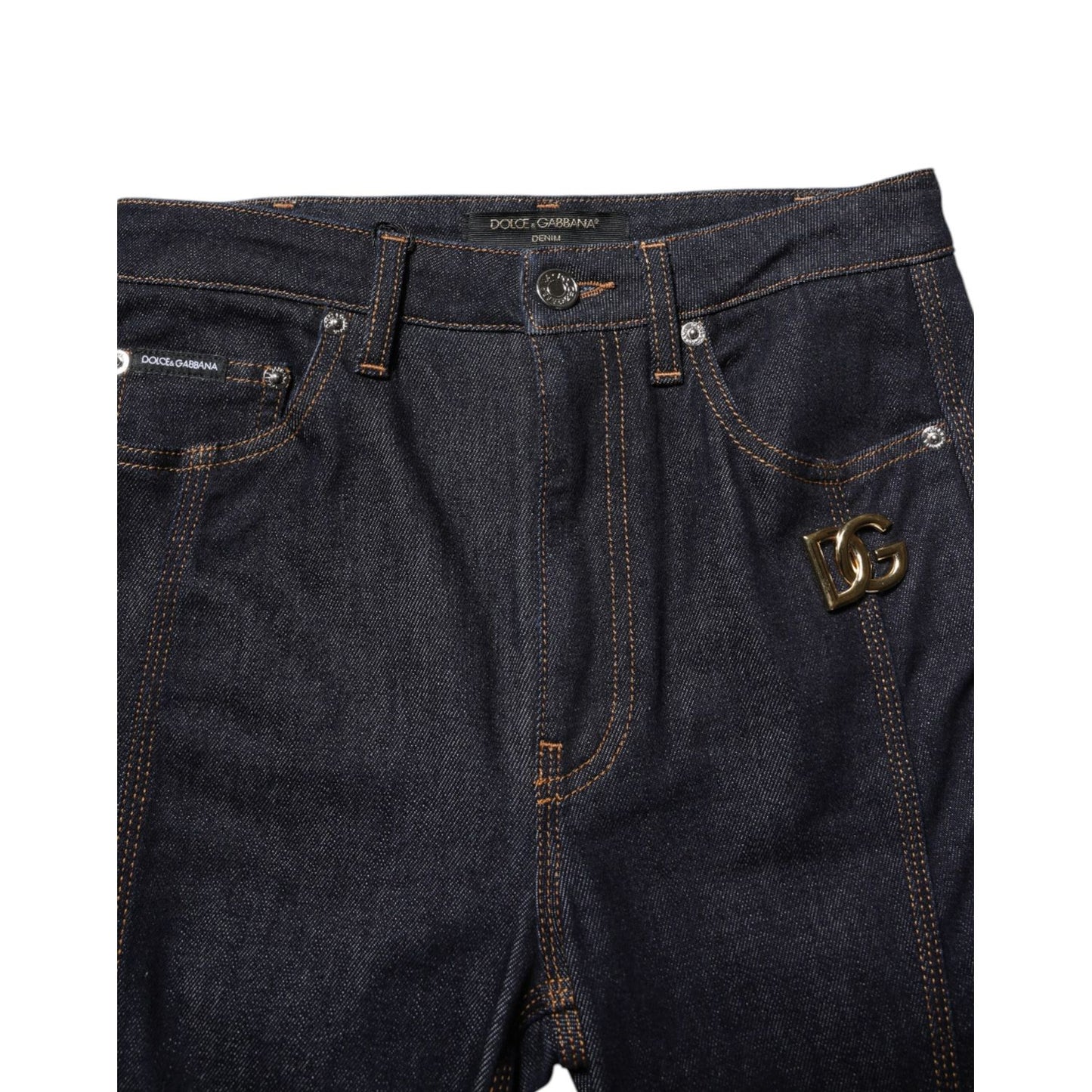 Dolce & Gabbana Black Cotton Mid Waist Bootcut Denim Jeans Dolce & Gabbana